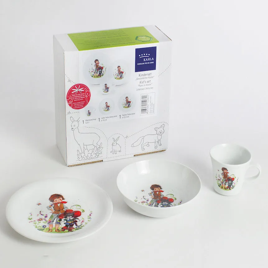 3 Piece Porcelain Crockery Set <br> Puss in Boots
