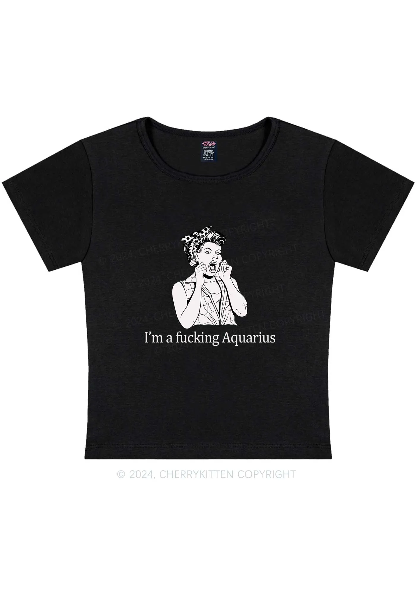Curvy I'm Custom Zodiac Y2K Baby Tee Cherrykitten