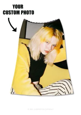 Custom Personalized Photo Y2K Print Midi Skirt Cherrykitten