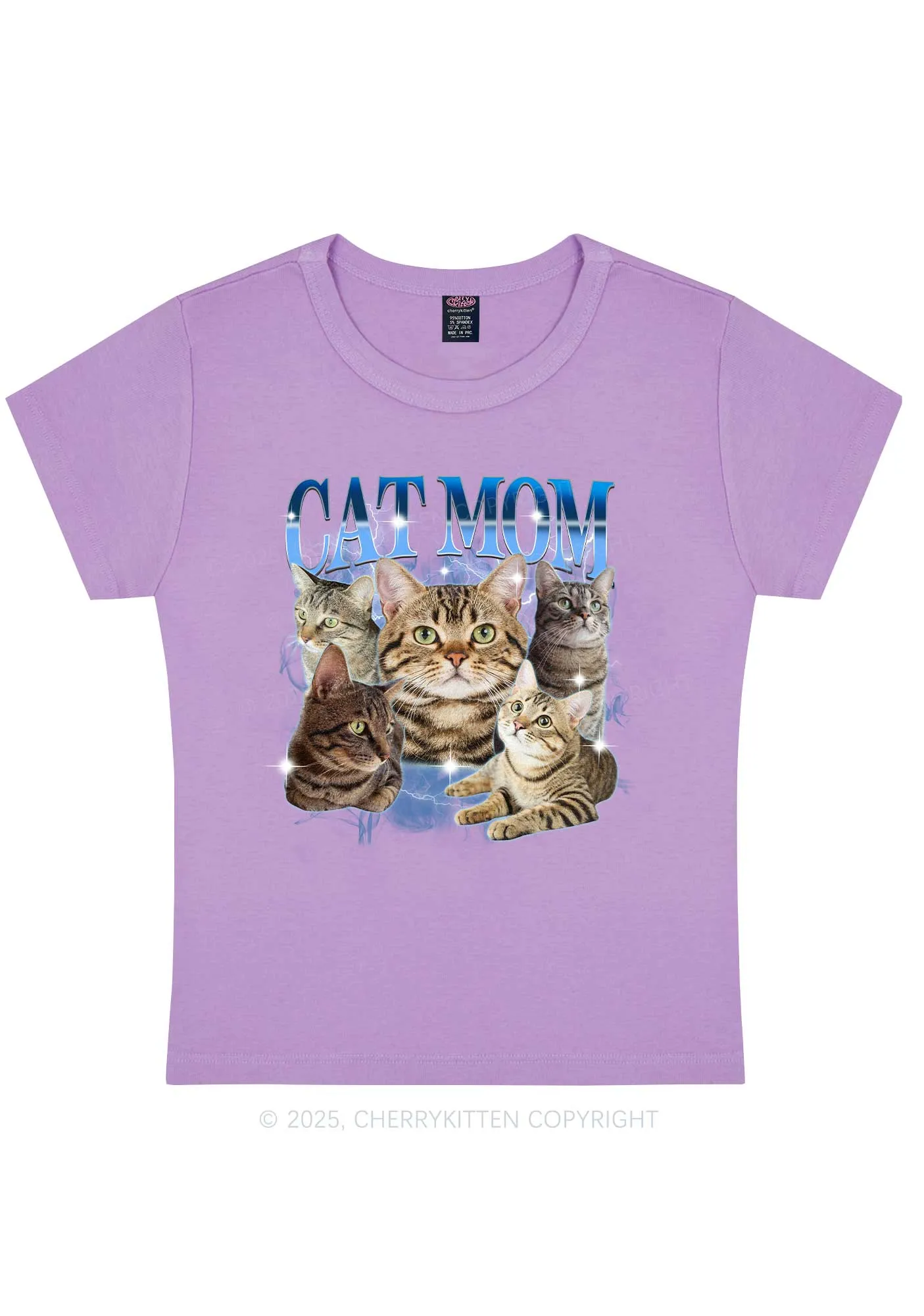 Custom Photo Cat Mom Y2K Baby Tee Cherrykitten