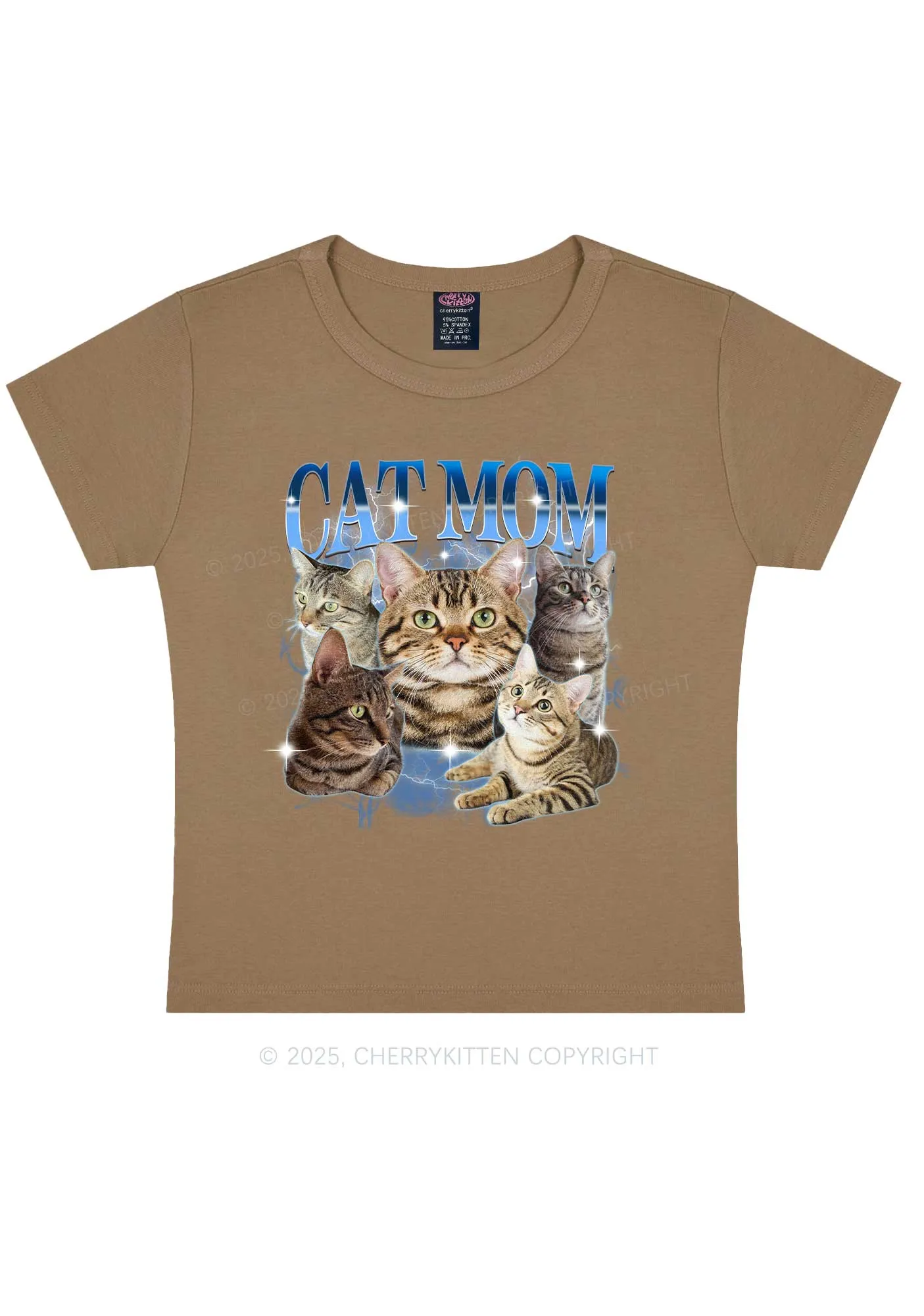 Custom Photo Cat Mom Y2K Baby Tee Cherrykitten