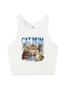 Custom Photo Cat Mom Y2K Crop Tank Top Cherrykitten