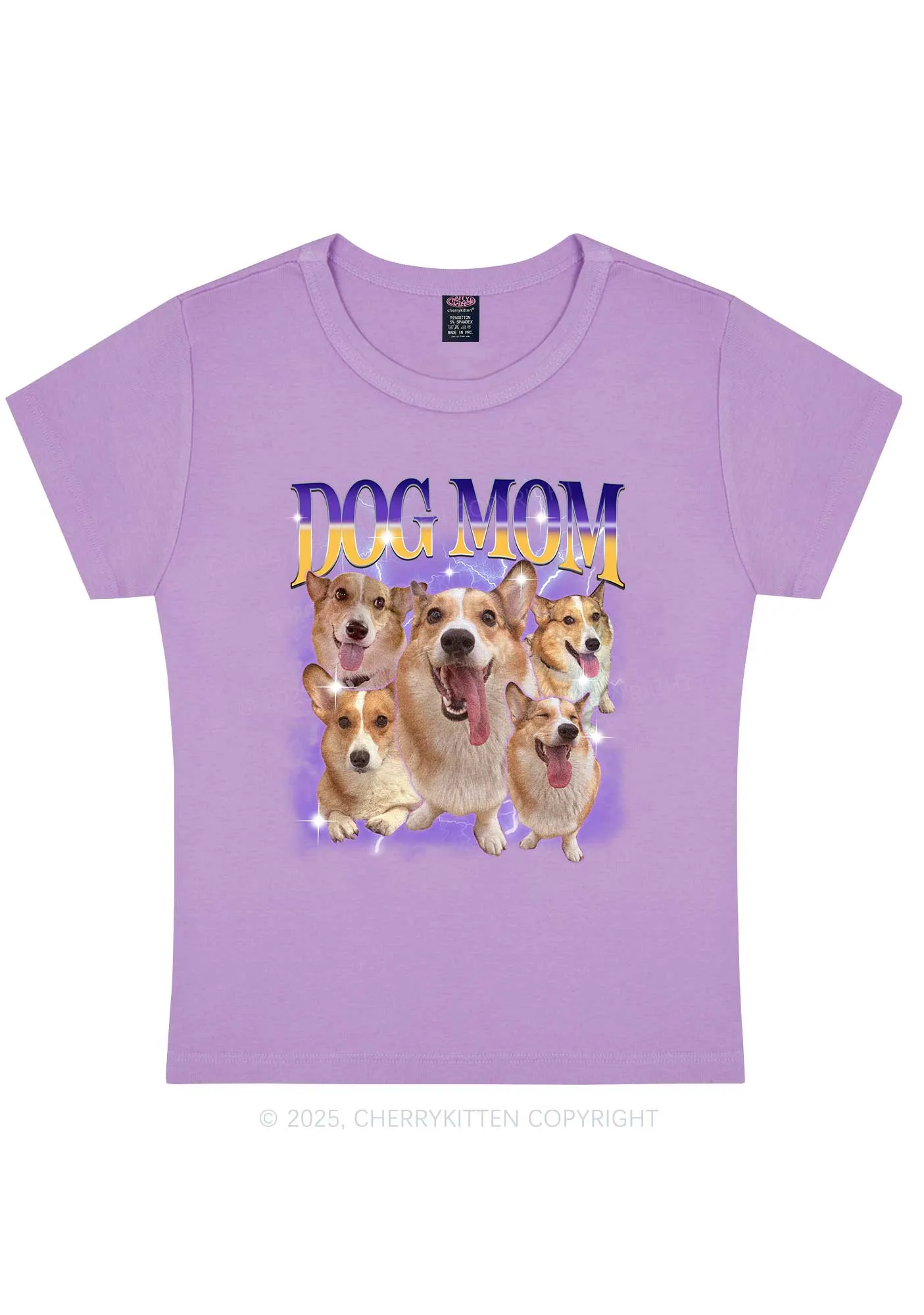 Custom Photo Dog Mom Y2K Baby Tee Cherrykitten