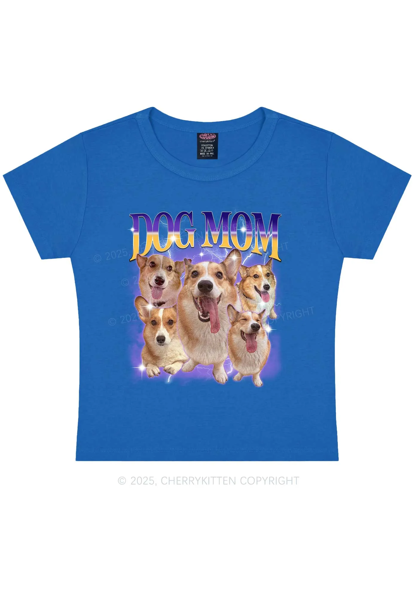 Custom Photo Dog Mom Y2K Baby Tee Cherrykitten