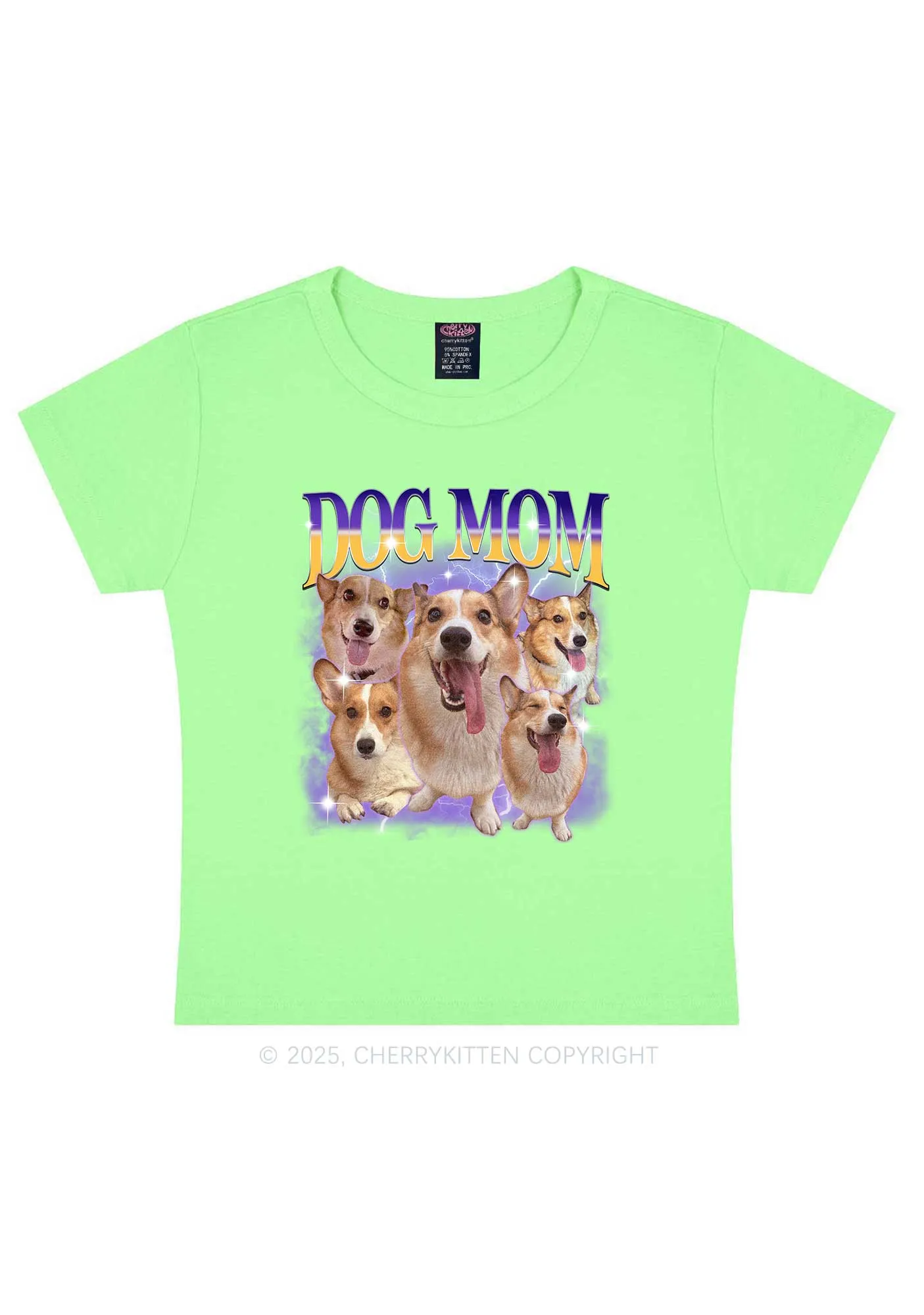 Custom Photo Dog Mom Y2K Baby Tee Cherrykitten