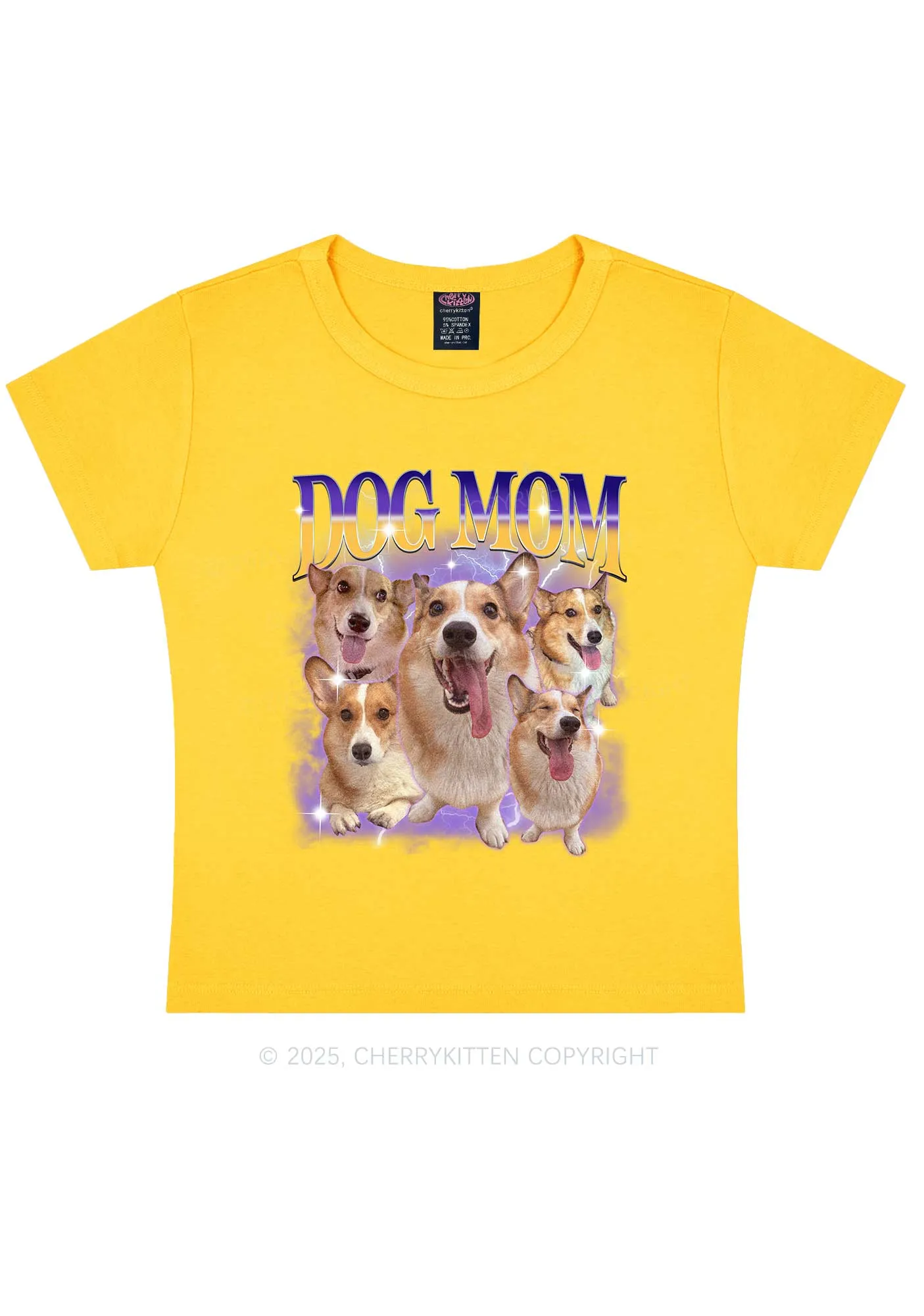 Custom Photo Dog Mom Y2K Baby Tee Cherrykitten