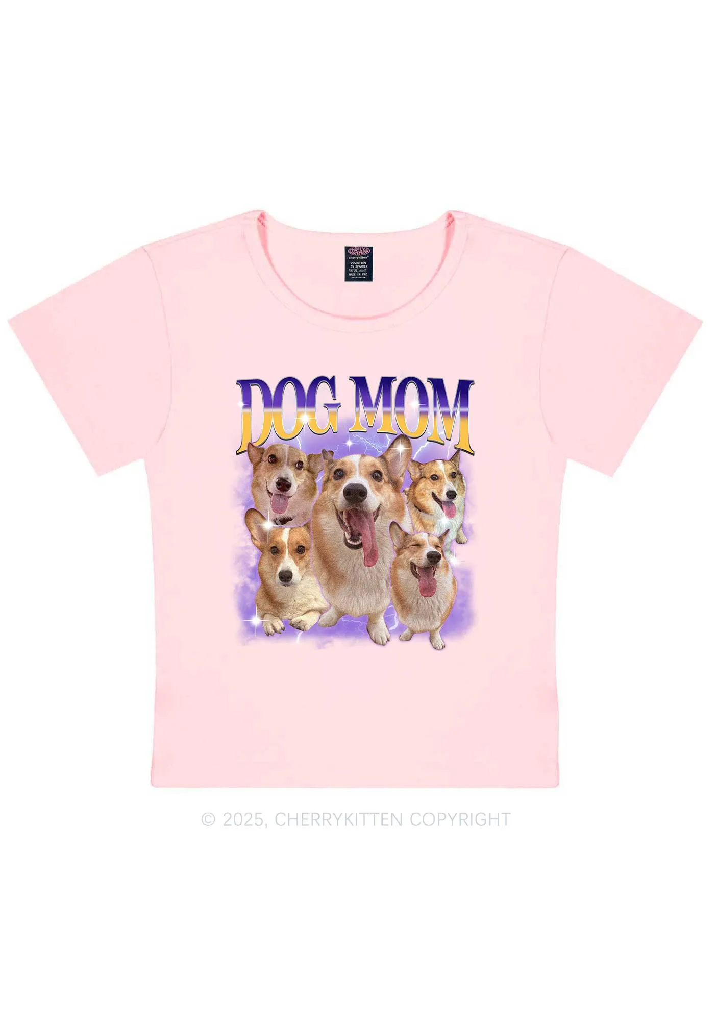 Custom Photo Dog Mom Y2K Baby Tee Cherrykitten