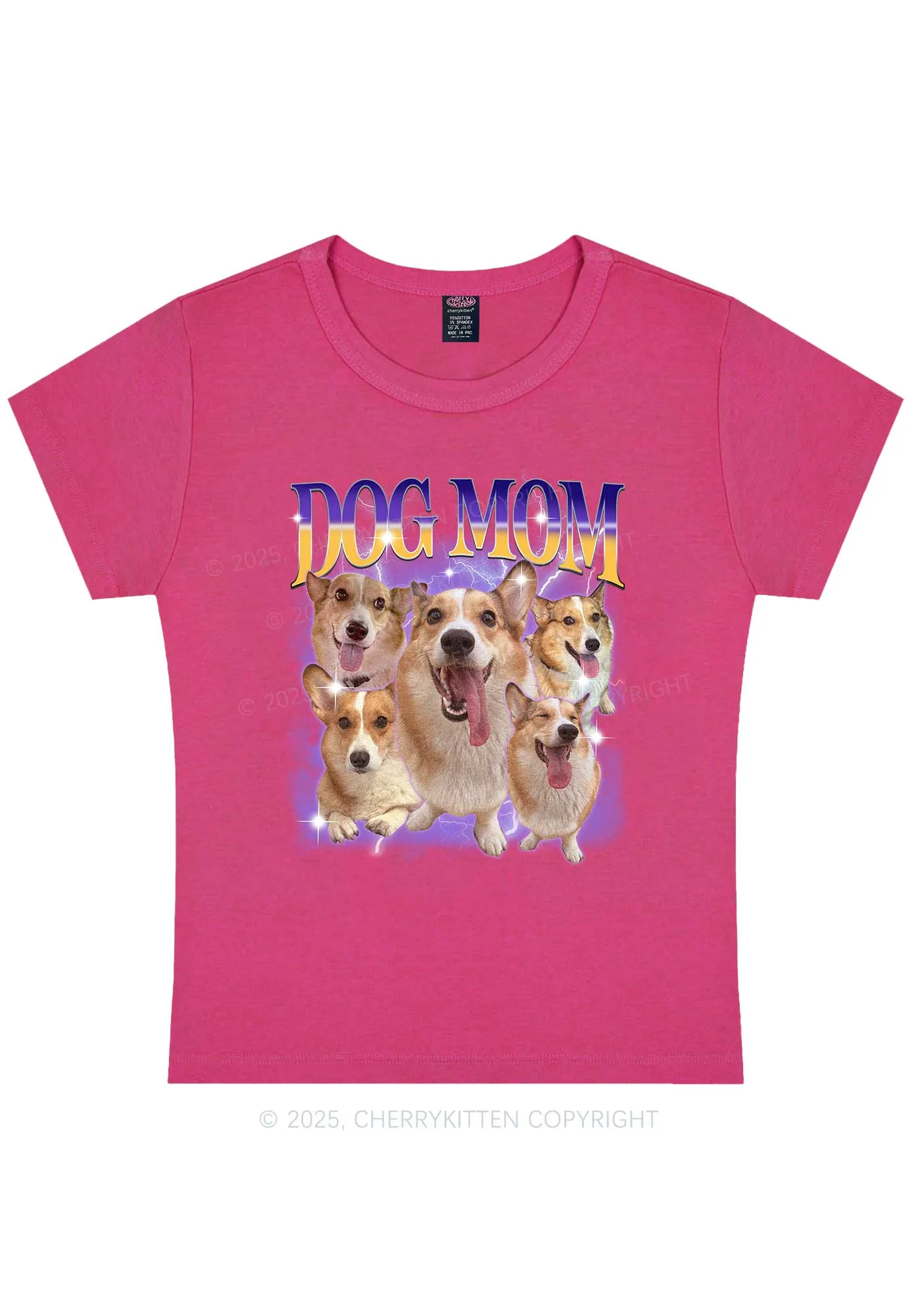 Custom Photo Dog Mom Y2K Baby Tee Cherrykitten