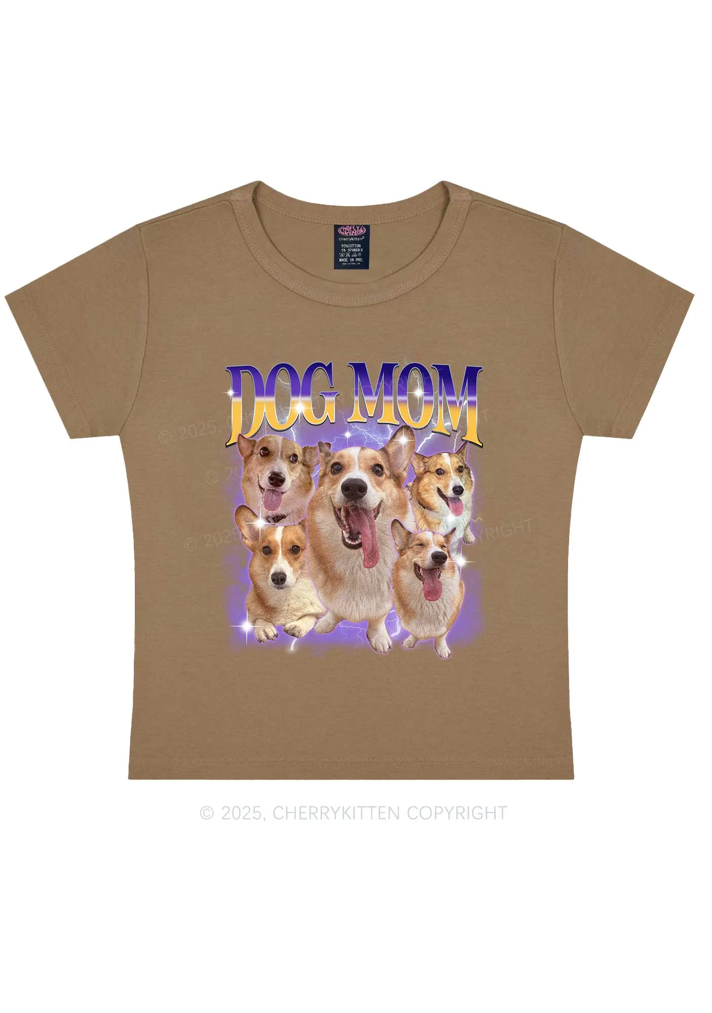 Custom Photo Dog Mom Y2K Baby Tee Cherrykitten