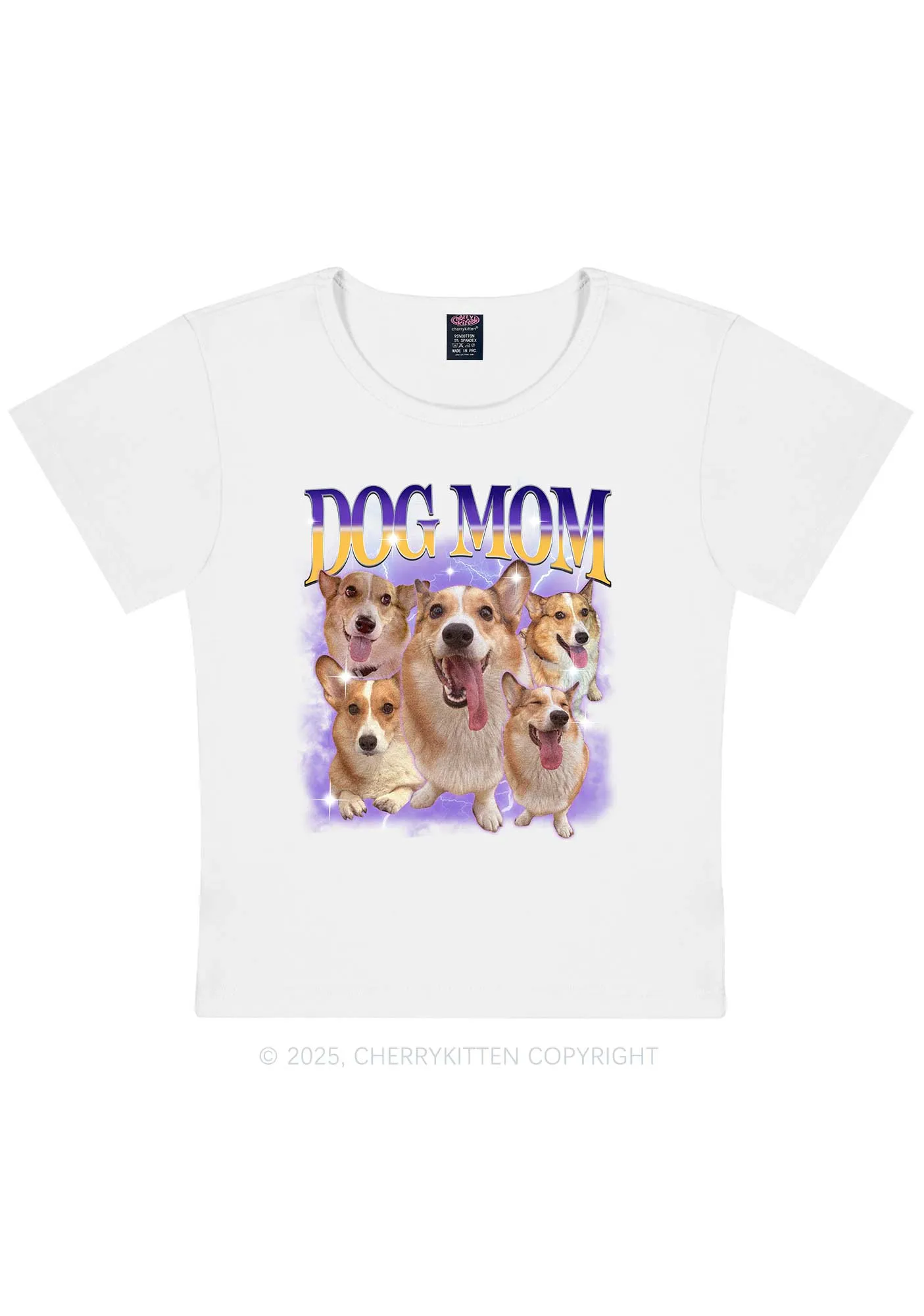 Custom Photo Dog Mom Y2K Baby Tee Cherrykitten