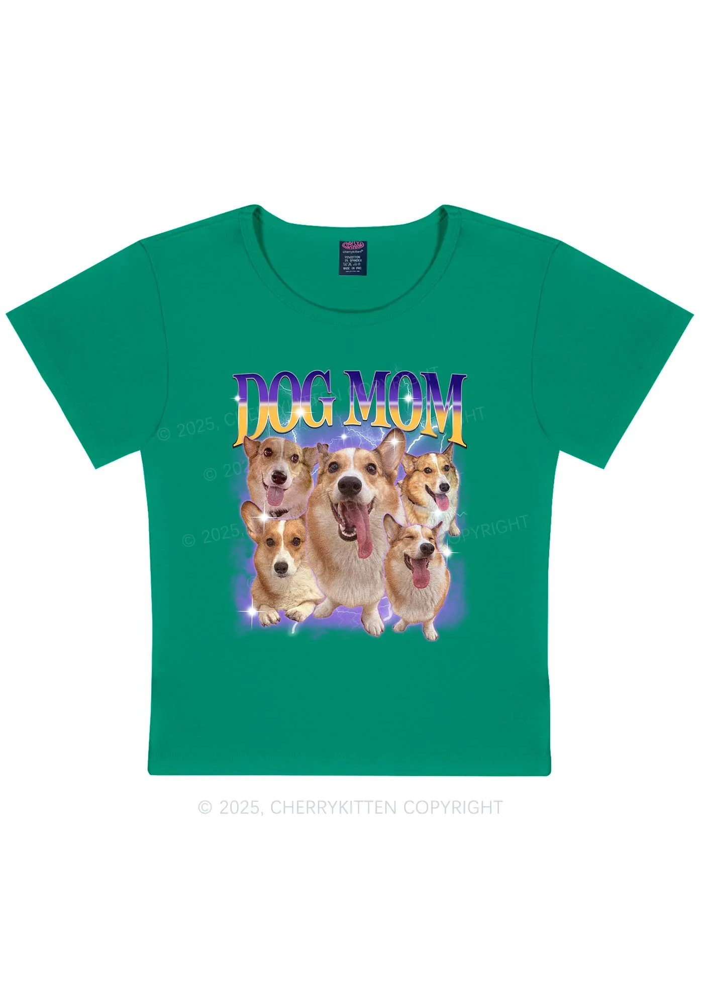 Custom Photo Dog Mom Y2K Baby Tee Cherrykitten
