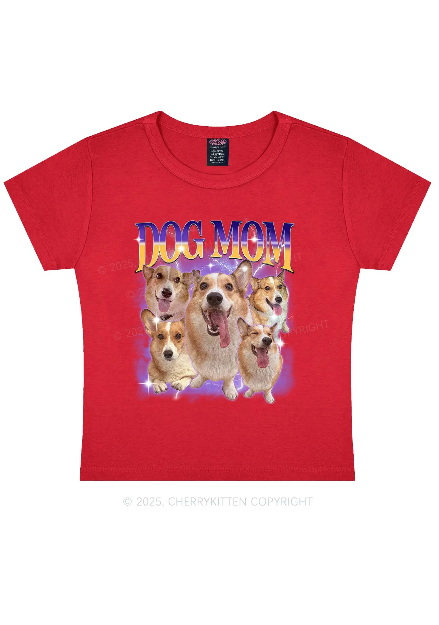 Custom Photo Dog Mom Y2K Baby Tee Cherrykitten
