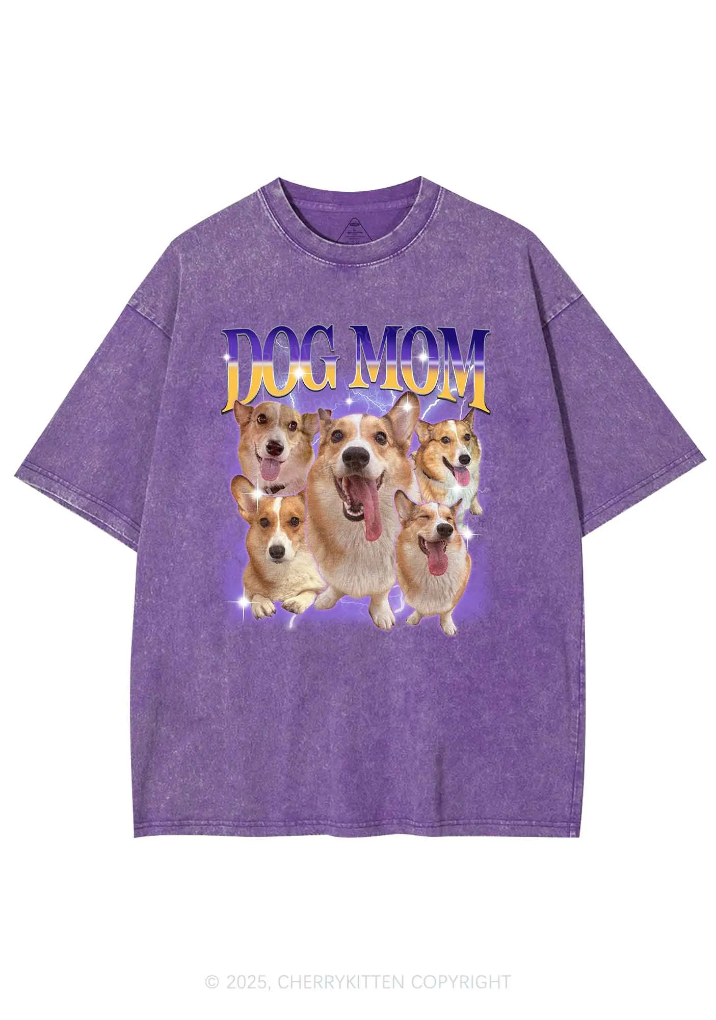 Custom Photo Dog Mom Y2K Shirts Washed Tee Cherrykitten