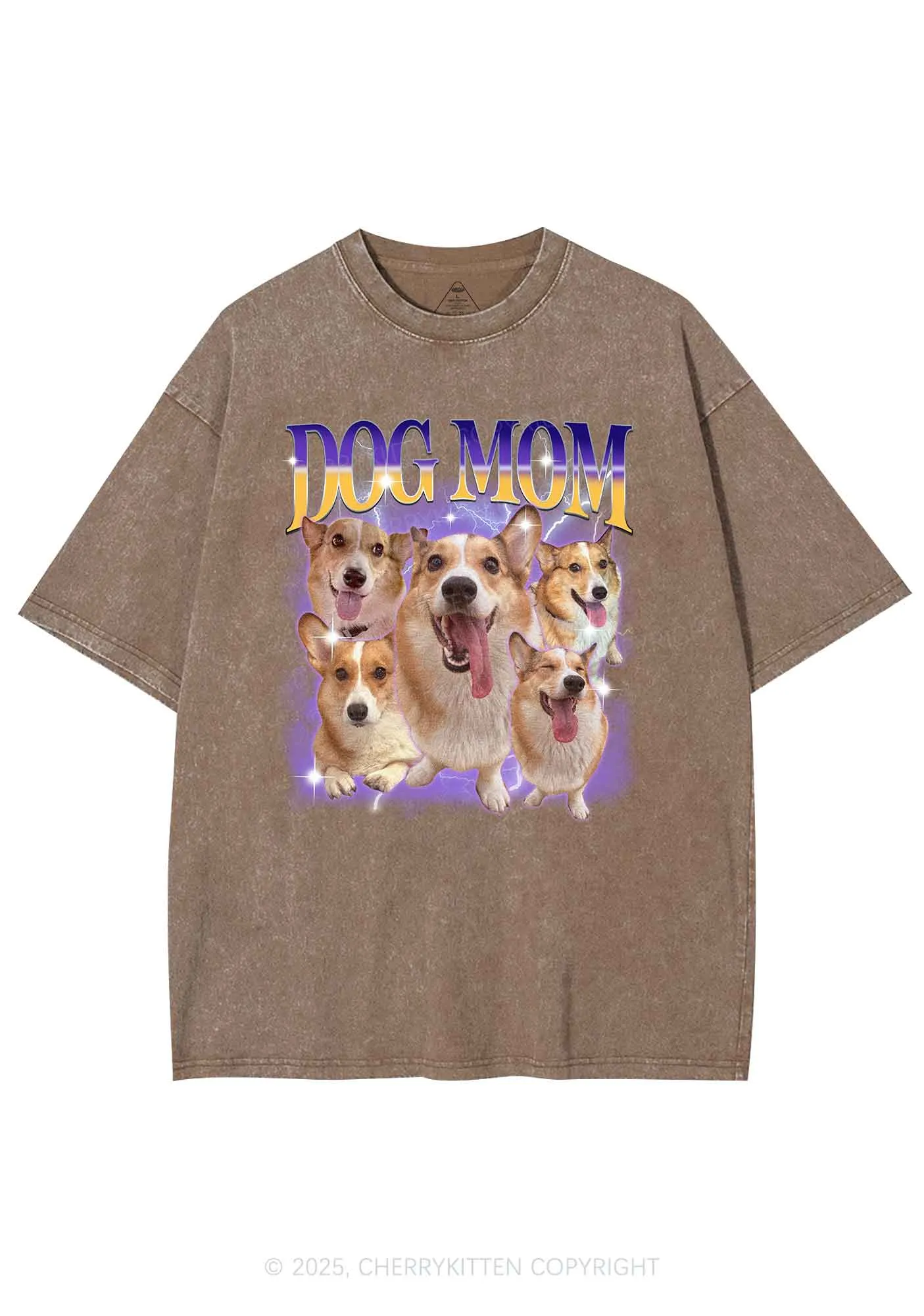 Custom Photo Dog Mom Y2K Shirts Washed Tee Cherrykitten