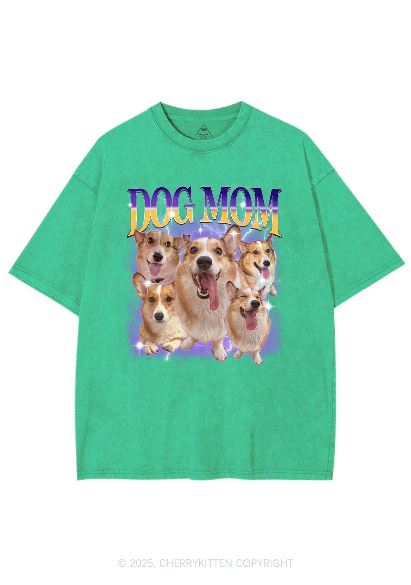 Custom Photo Dog Mom Y2K Shirts Washed Tee Cherrykitten