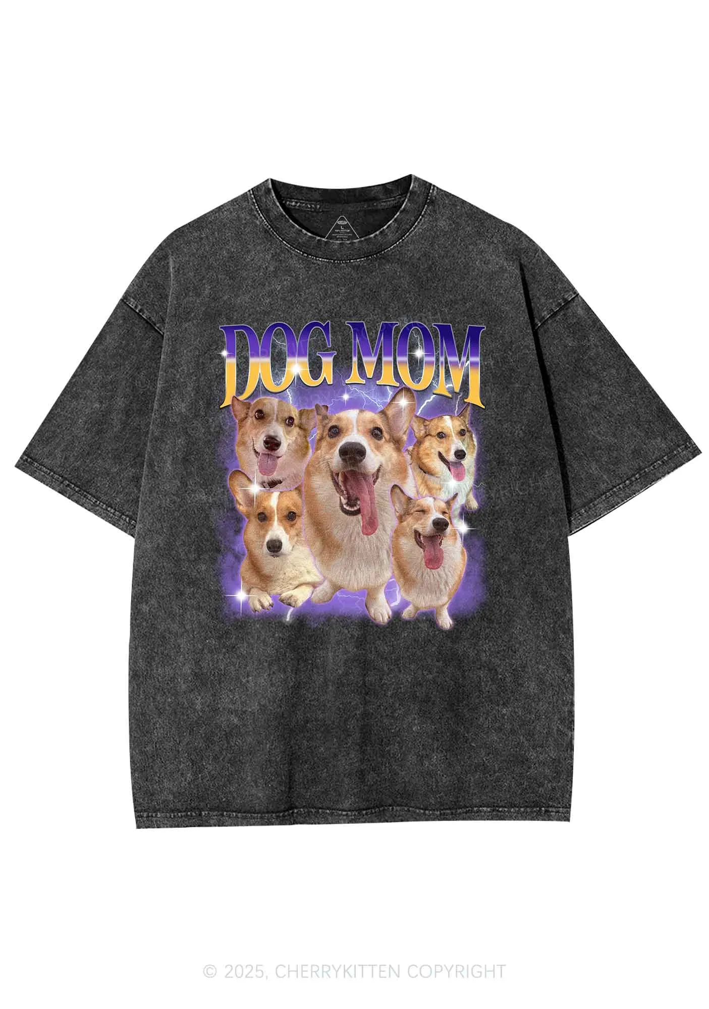 Custom Photo Dog Mom Y2K Shirts Washed Tee Cherrykitten