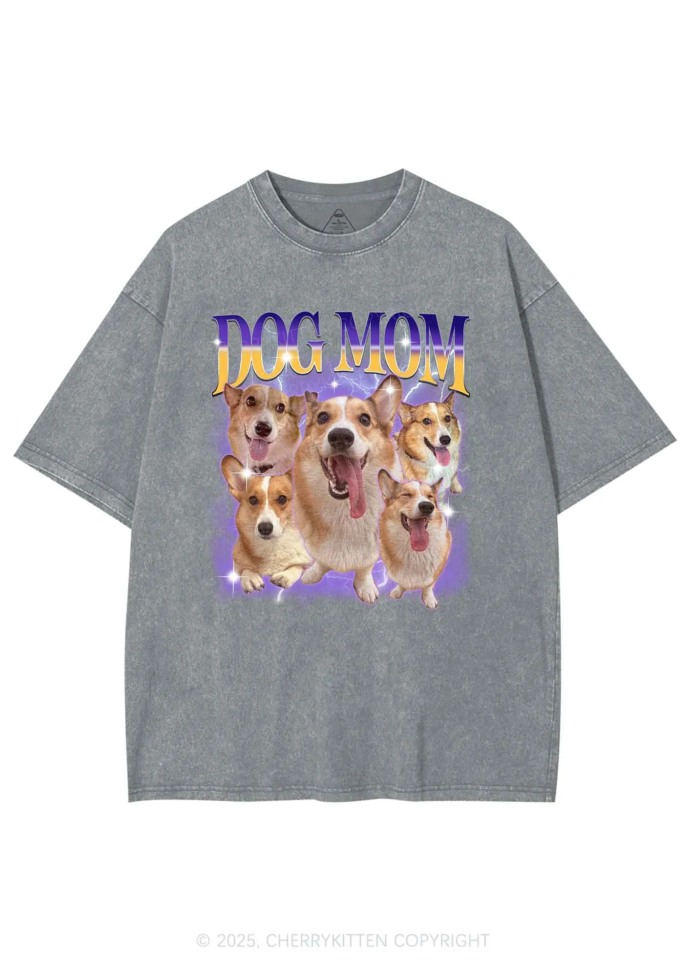 Custom Photo Dog Mom Y2K Shirts Washed Tee Cherrykitten