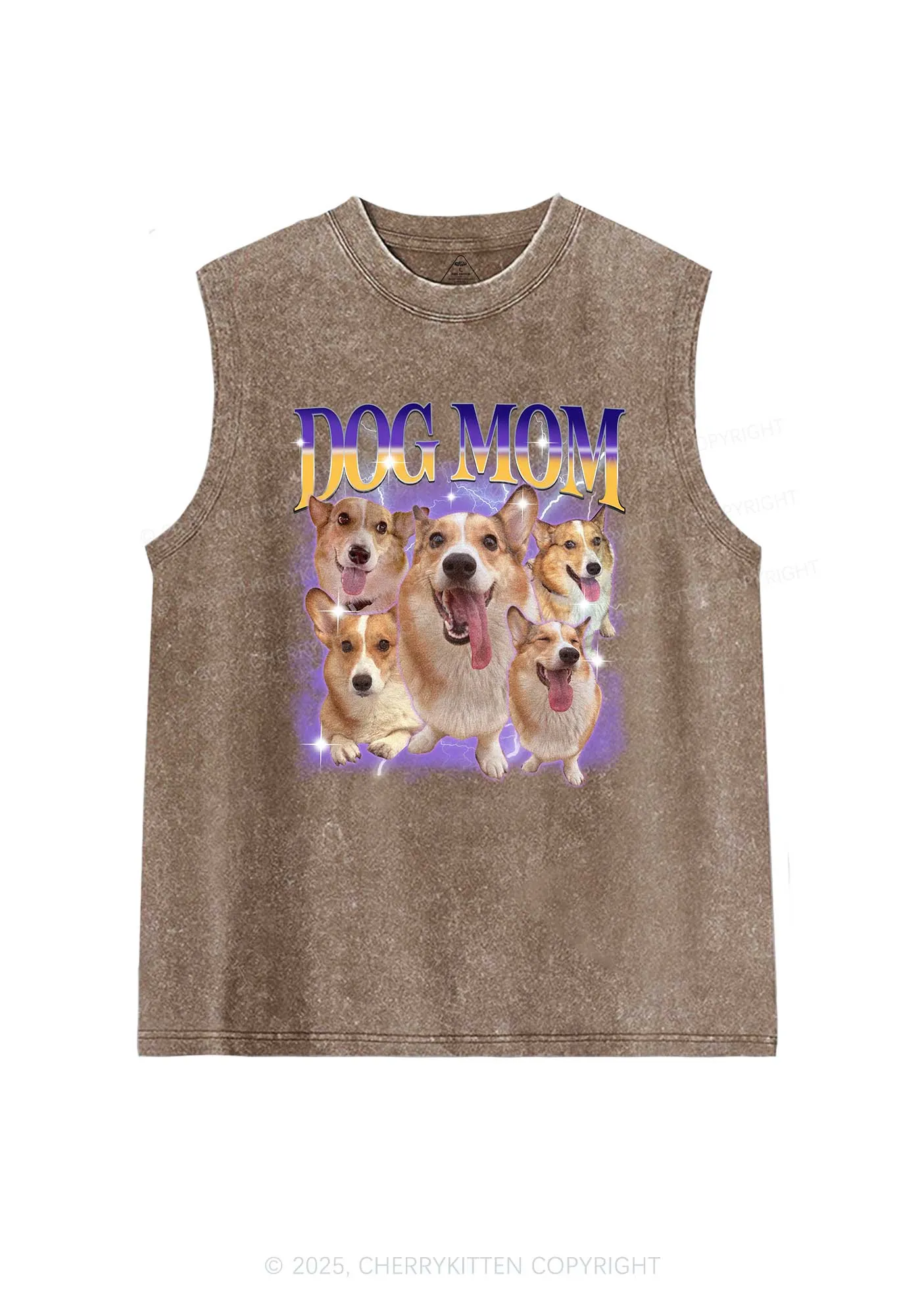 Custom Photo Dog Mom Y2K Washed Muscle Tank Cherrykitten