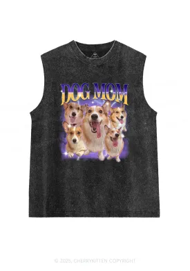 Custom Photo Dog Mom Y2K Washed Muscle Tank Cherrykitten