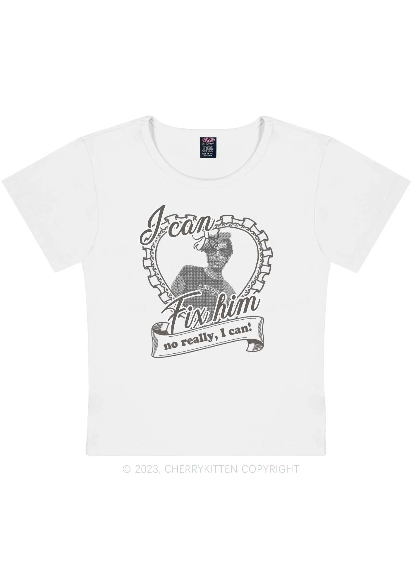 Custom Photo I Can Fix Him Y2K Baby Tee Cherrykitten