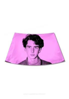 Custom Pixel Portrait Y2K Print Mini Skirt Cherrykitten