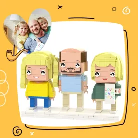 Dad's Exclusive Gift Full Body Customizable 3 People Custom Brick Figures Small Particle Block For Father's Day