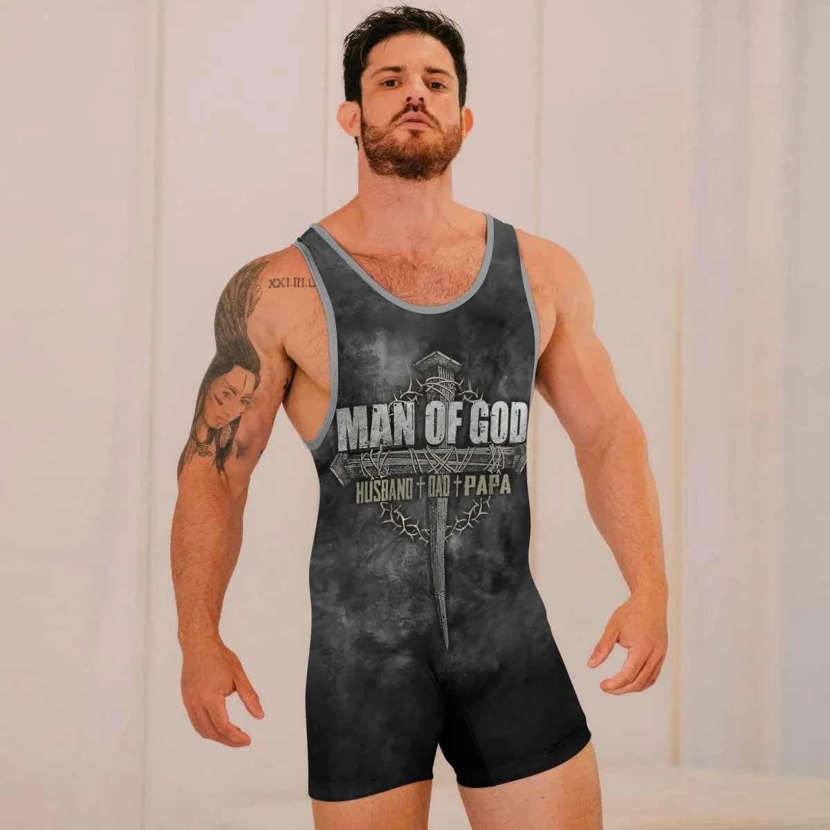 Father Man Of God Wrestling Singlets