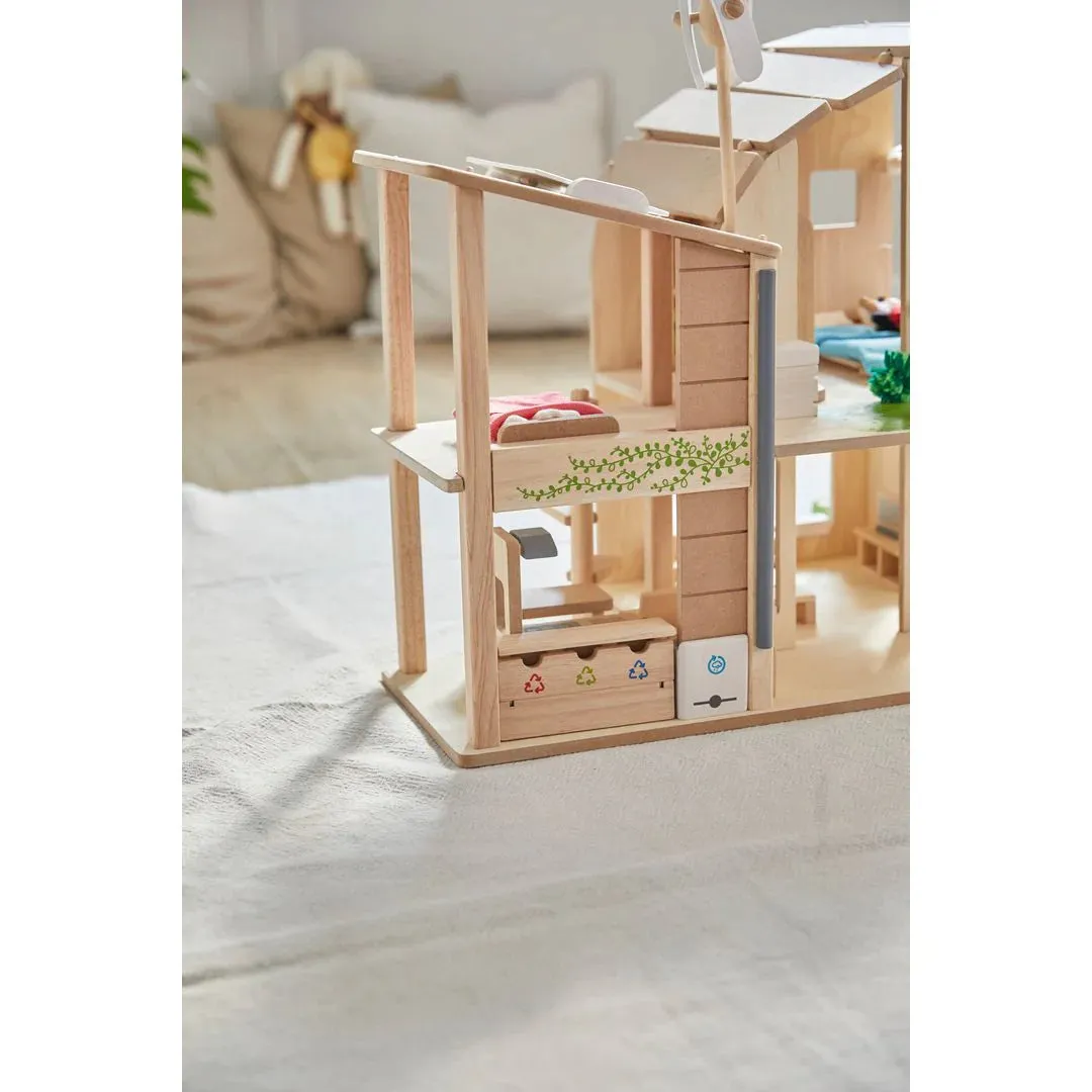 Green Dollhouse with Furniture