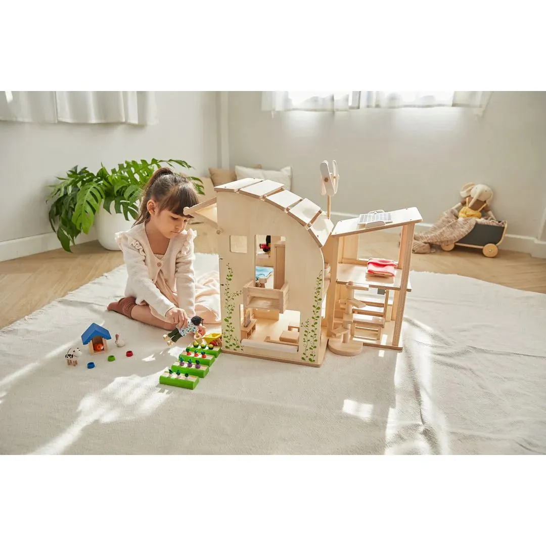 Green Dollhouse with Furniture