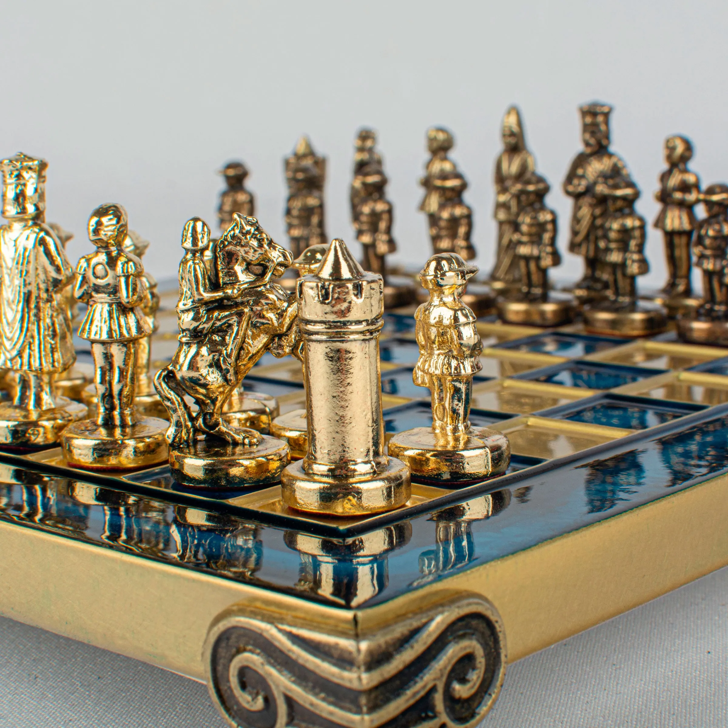 Handcrafted Byzantine Empire Chess Set, Gold & Brown (Extra Small)