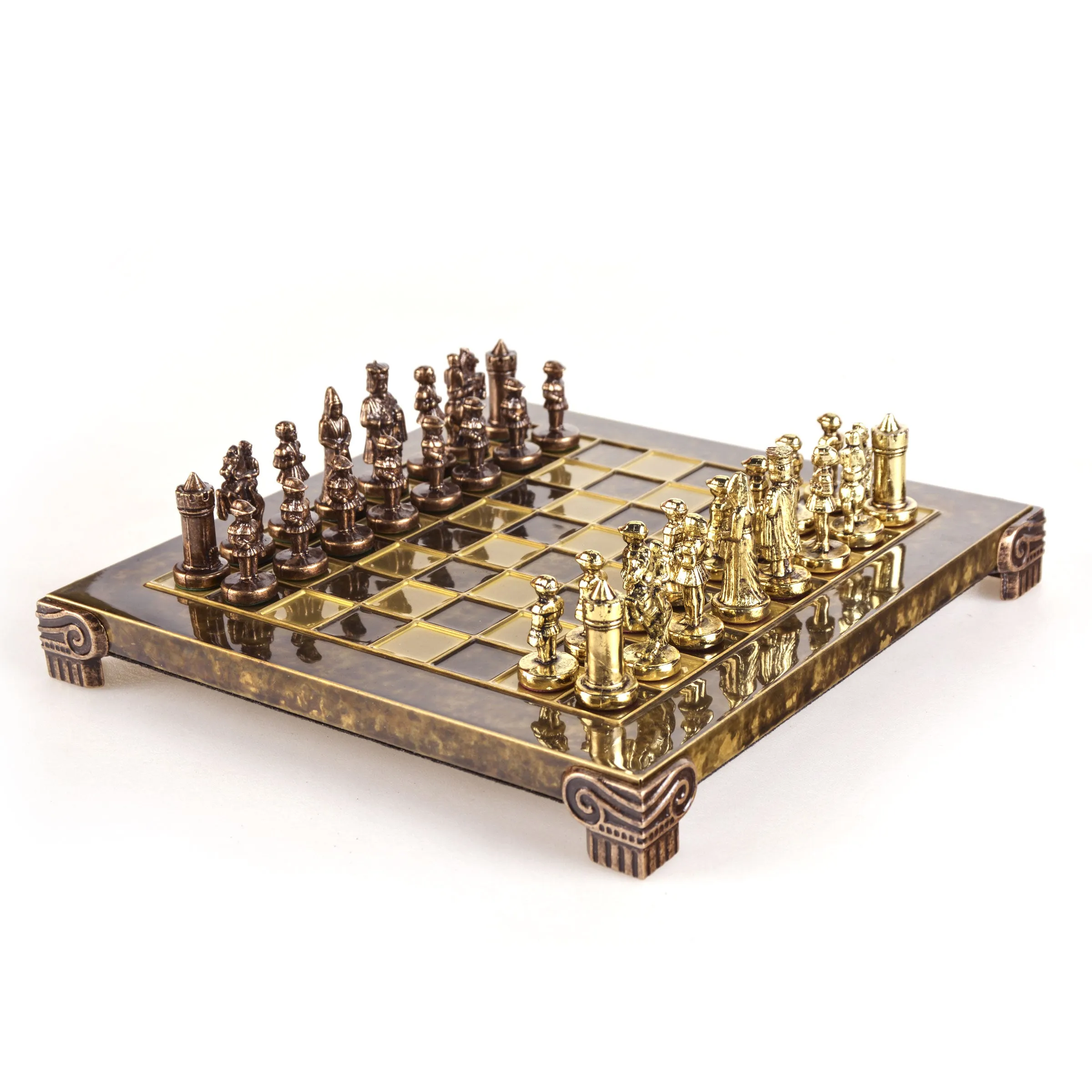 Handcrafted Byzantine Empire Chess Set, Gold & Brown (Extra Small)