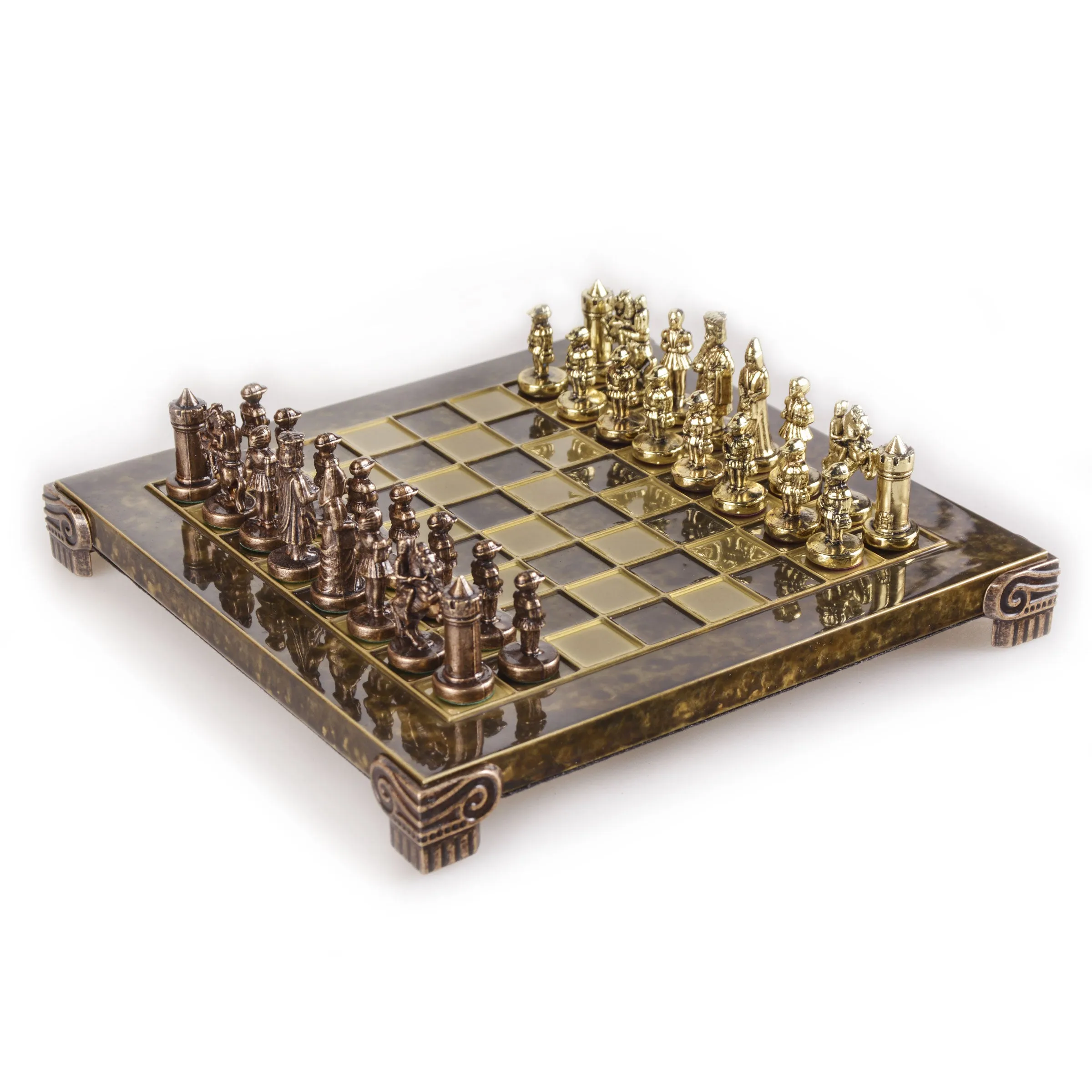 Handcrafted Byzantine Empire Chess Set, Gold & Brown (Extra Small)