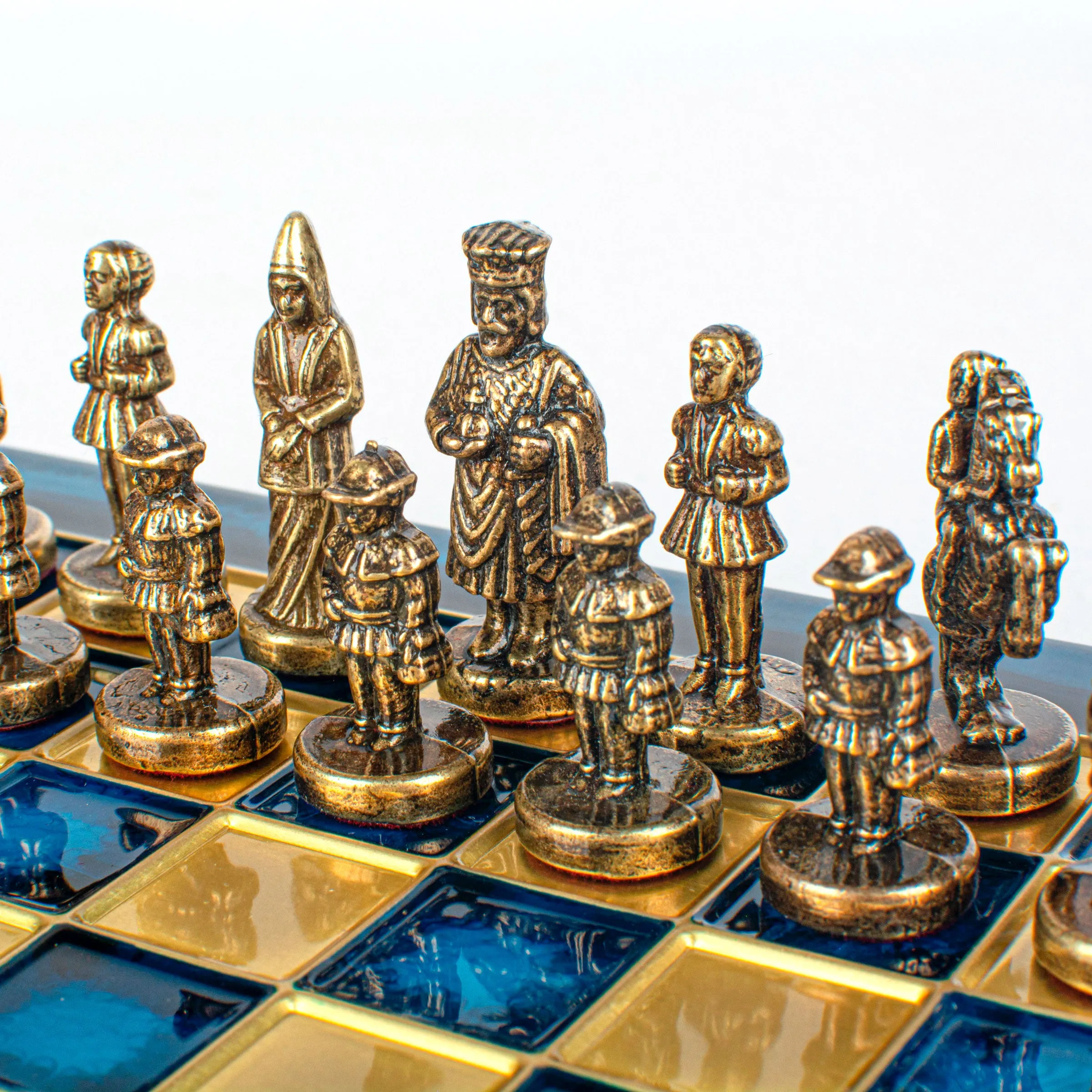 Handcrafted Byzantine Empire Chess Set, Gold & Brown (Extra Small)