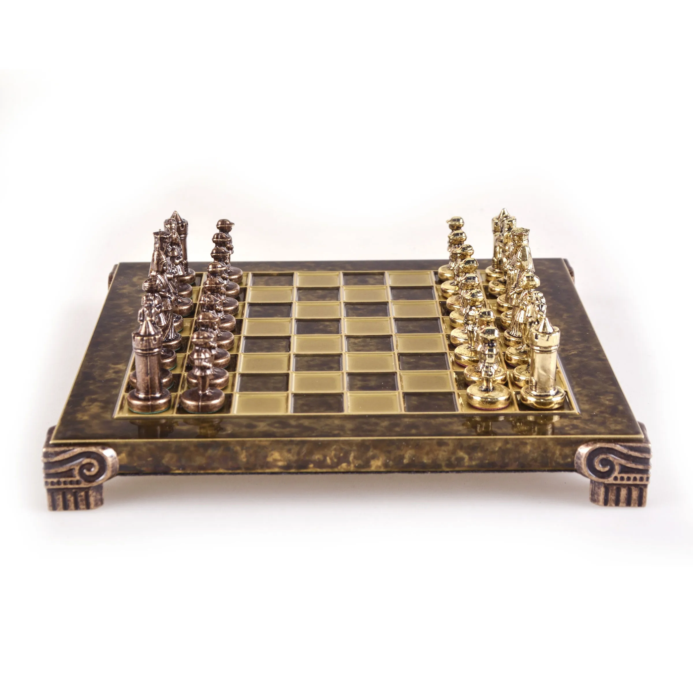 Handcrafted Byzantine Empire Chess Set, Gold & Brown (Extra Small)