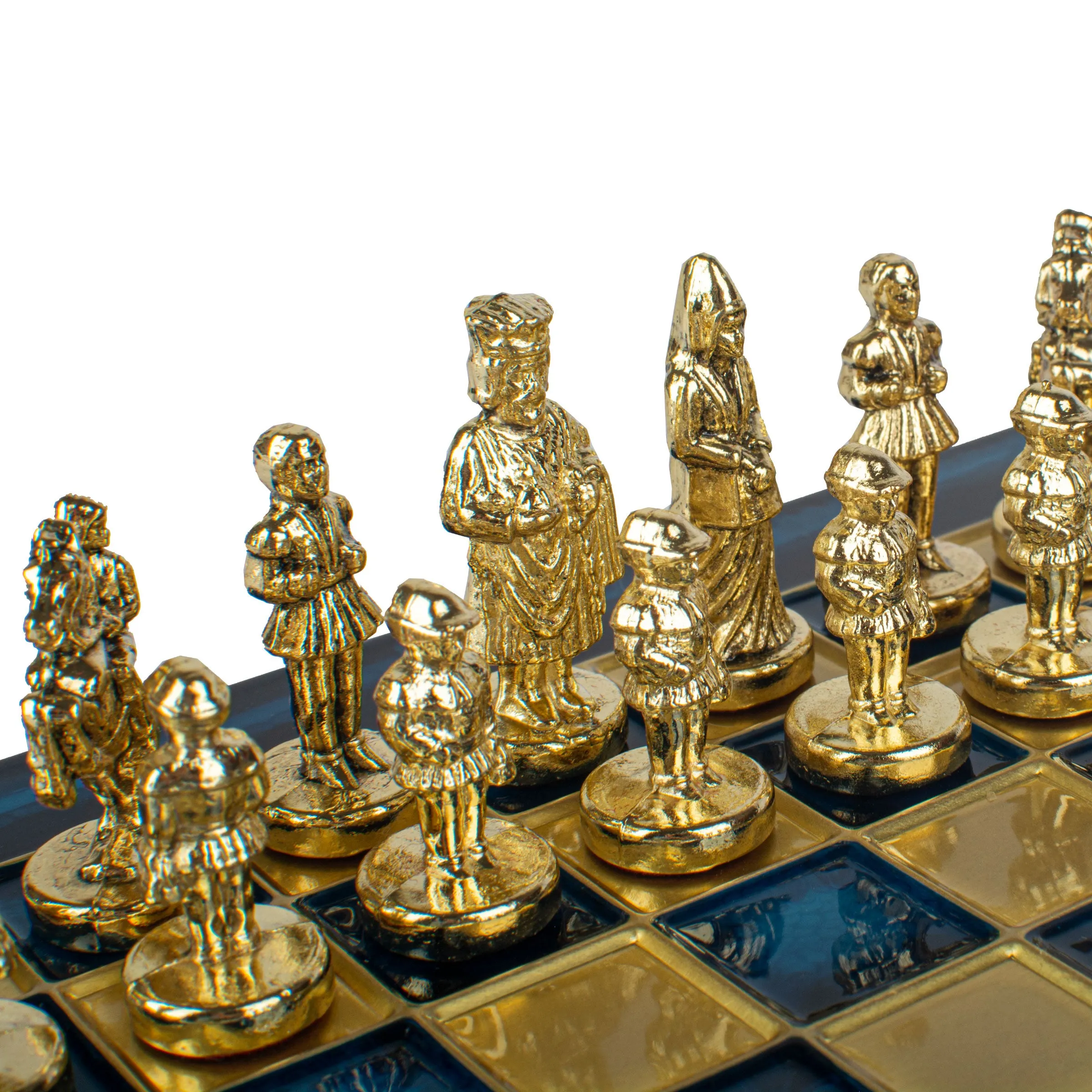 Handcrafted Byzantine Empire Chess Set, Gold & Brown (Extra Small)