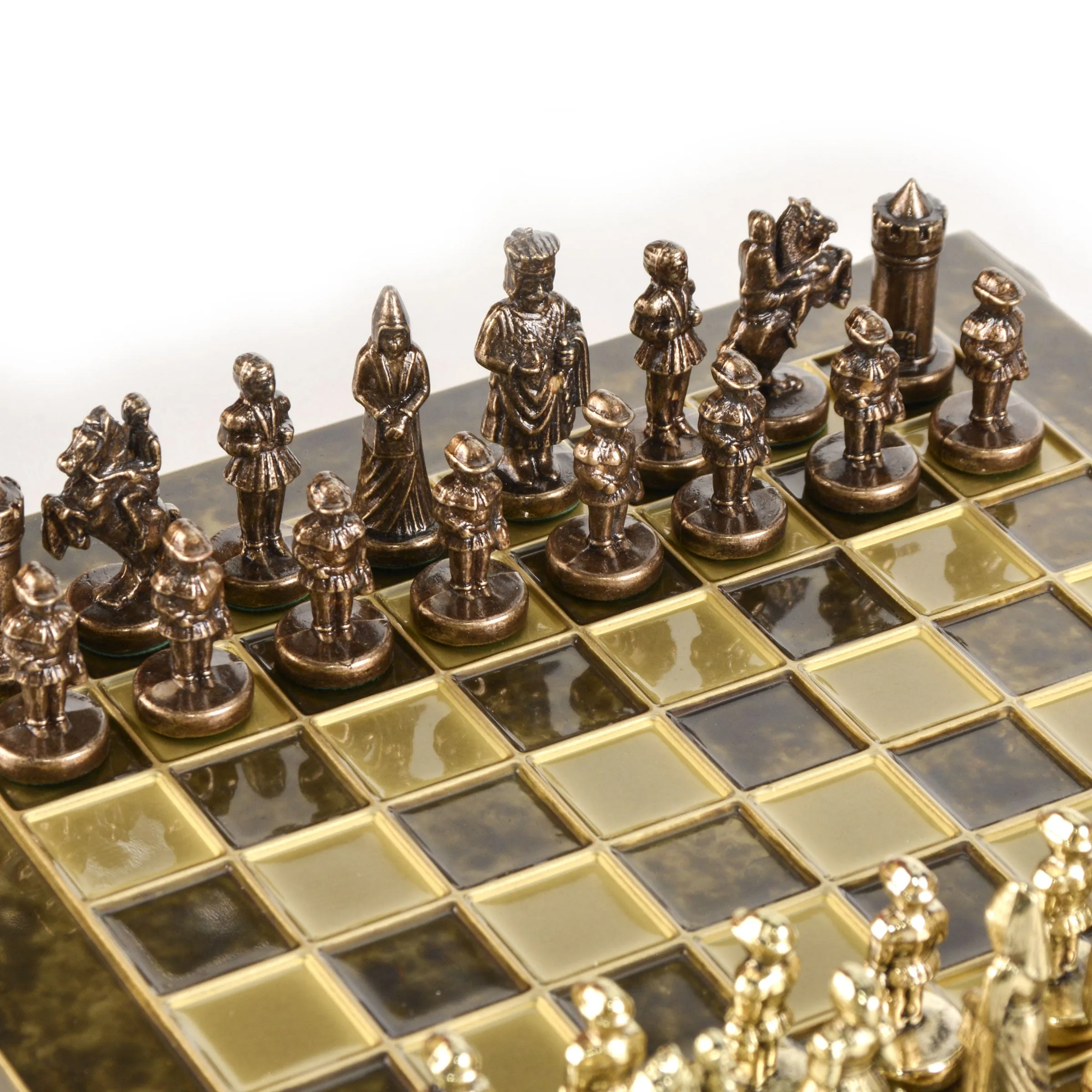 Handcrafted Byzantine Empire Chess Set, Gold & Brown (Extra Small)