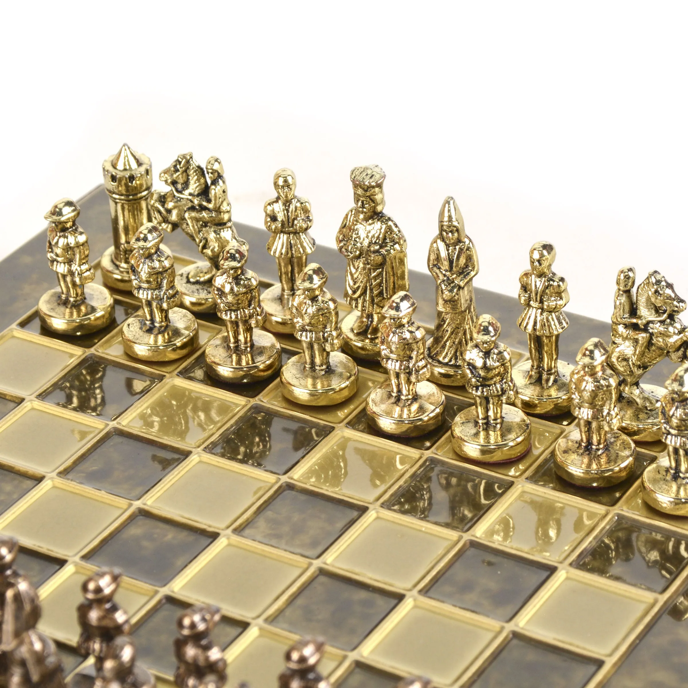 Handcrafted Byzantine Empire Chess Set, Gold & Brown (Extra Small)