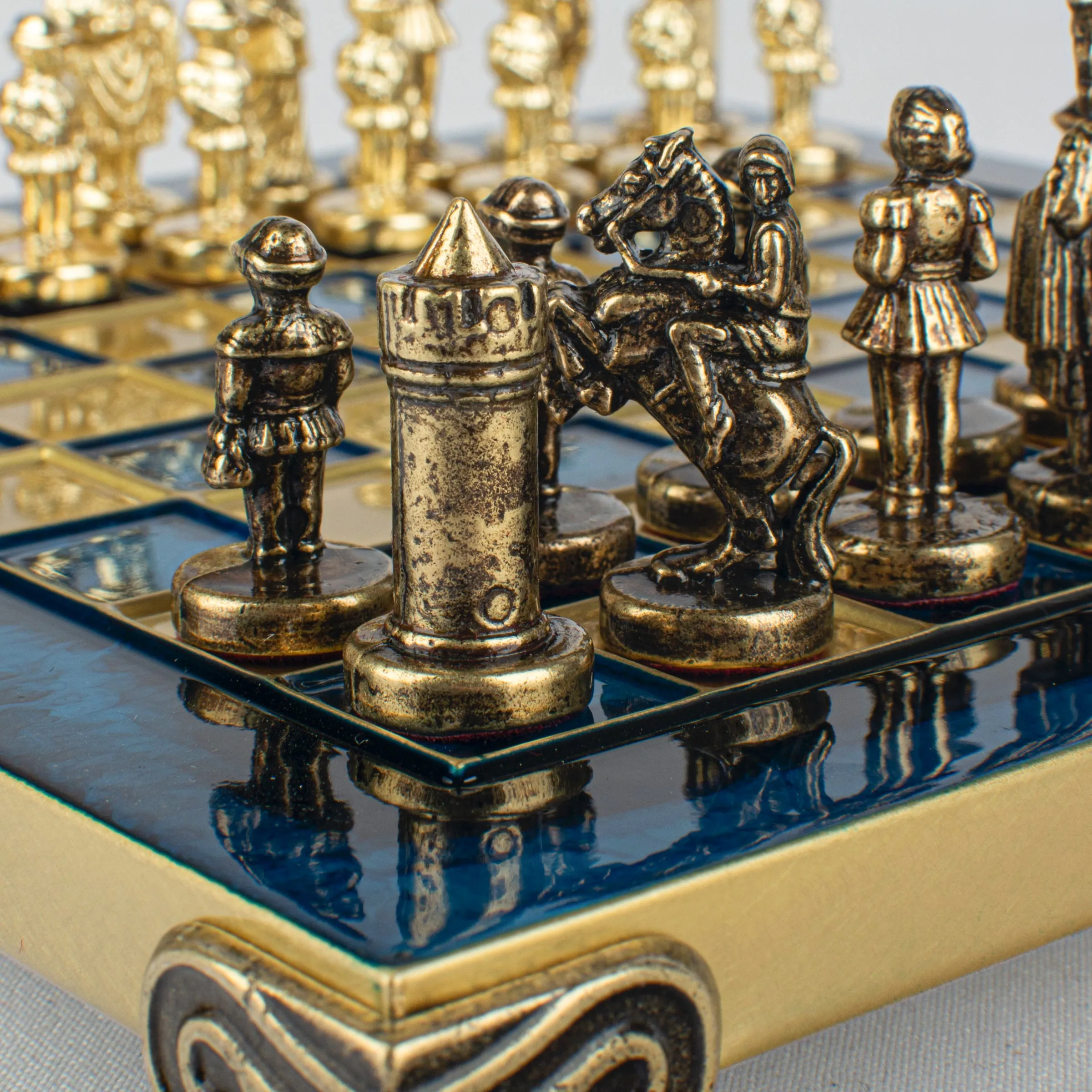Handcrafted Byzantine Empire Chess Set, Gold & Brown (Extra Small)