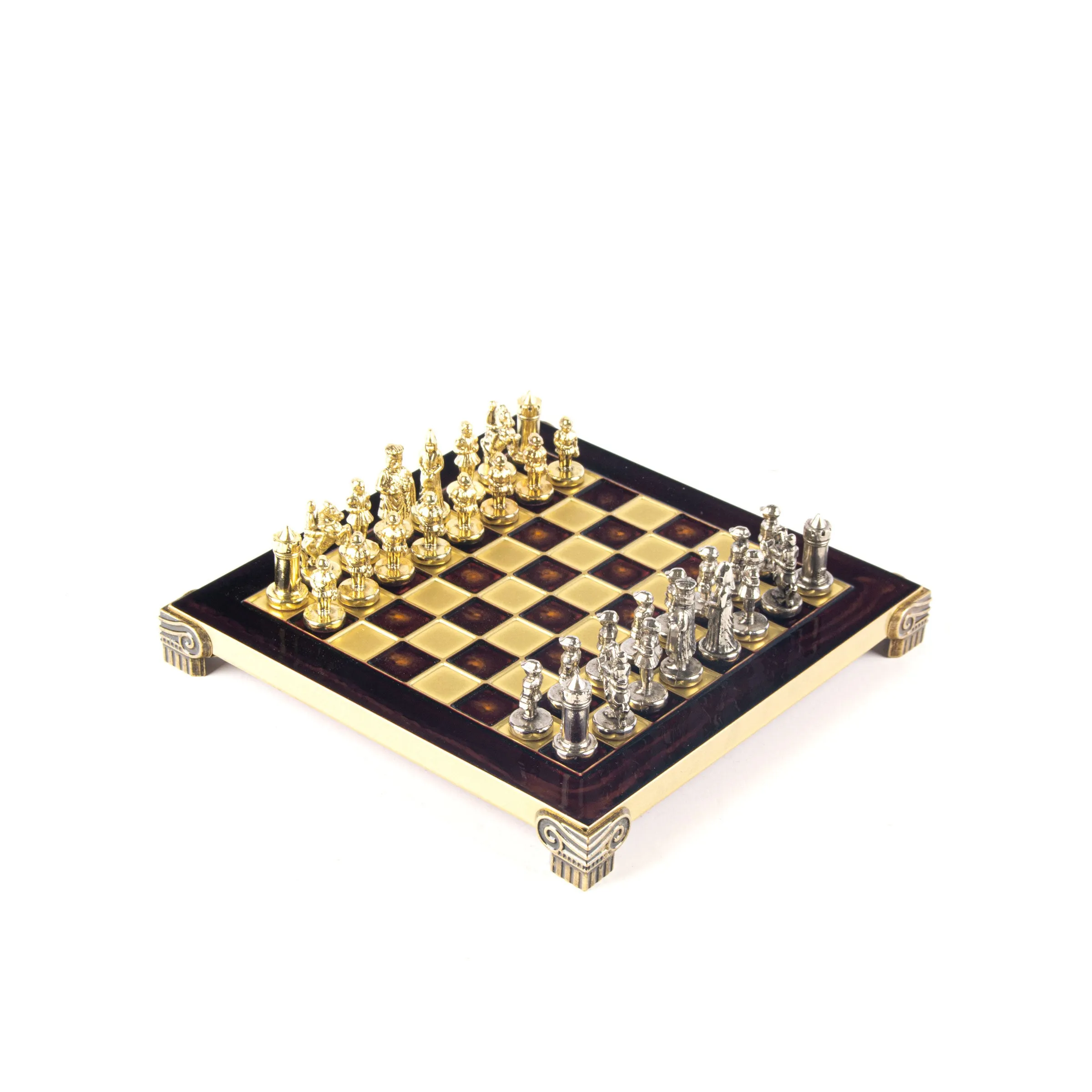 Handcrafted Byzantine Empire Chess Set, Gold & Silver (Extra Small)
