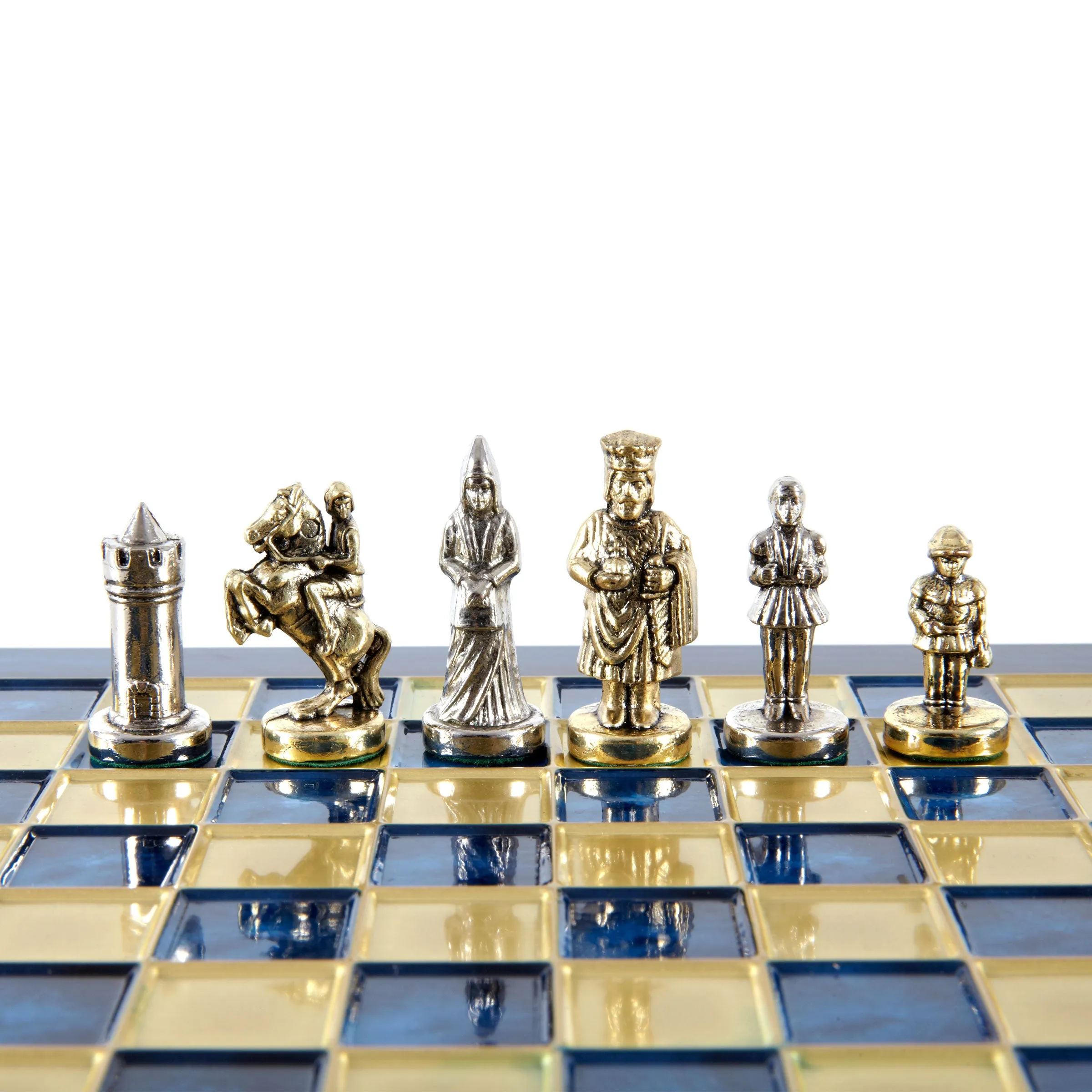 Handcrafted Byzantine Empire Chess Set, Gold & Silver (Extra Small)