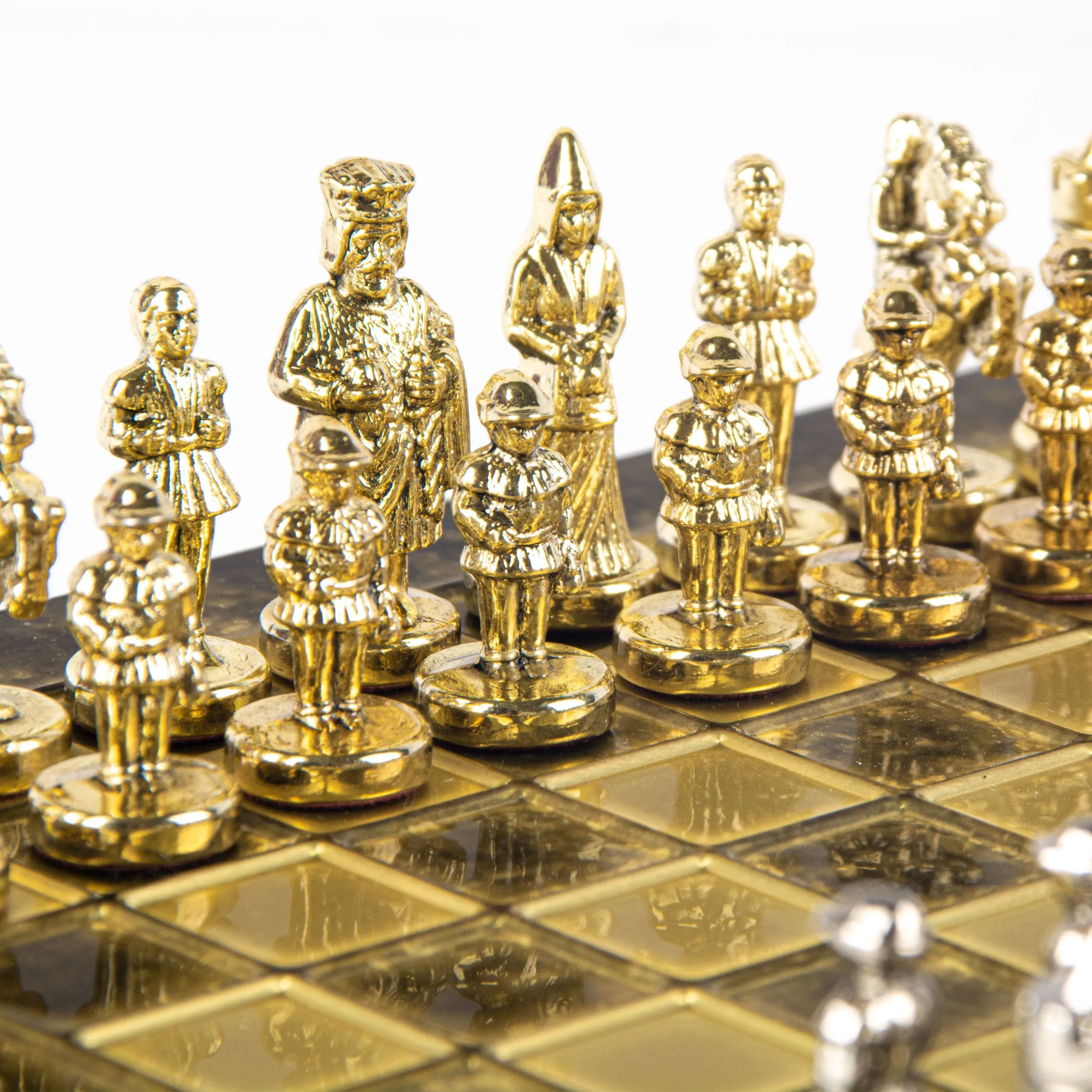 Handcrafted Byzantine Empire Chess Set, Gold & Silver (Extra Small)