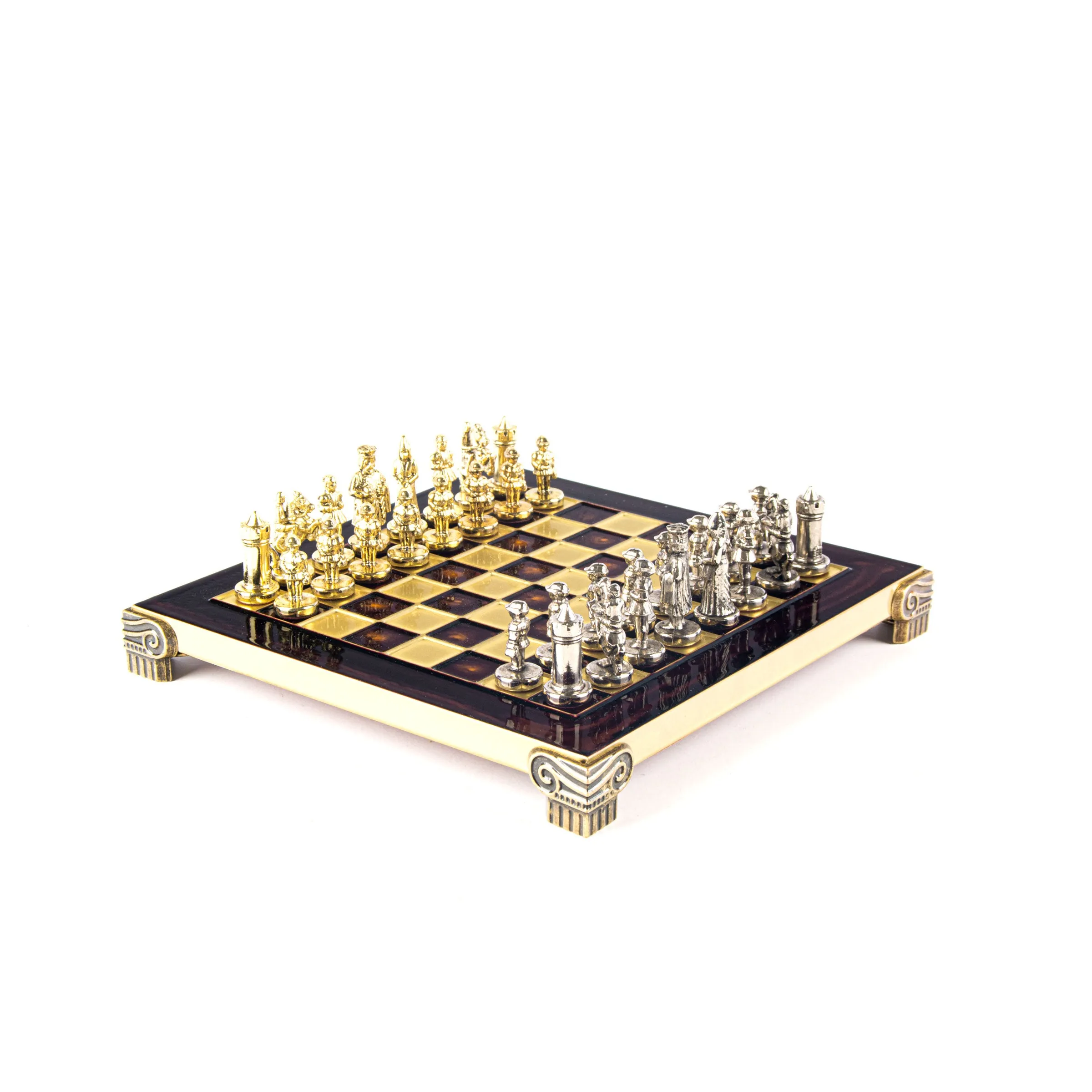 Handcrafted Byzantine Empire Chess Set, Gold & Silver (Extra Small)