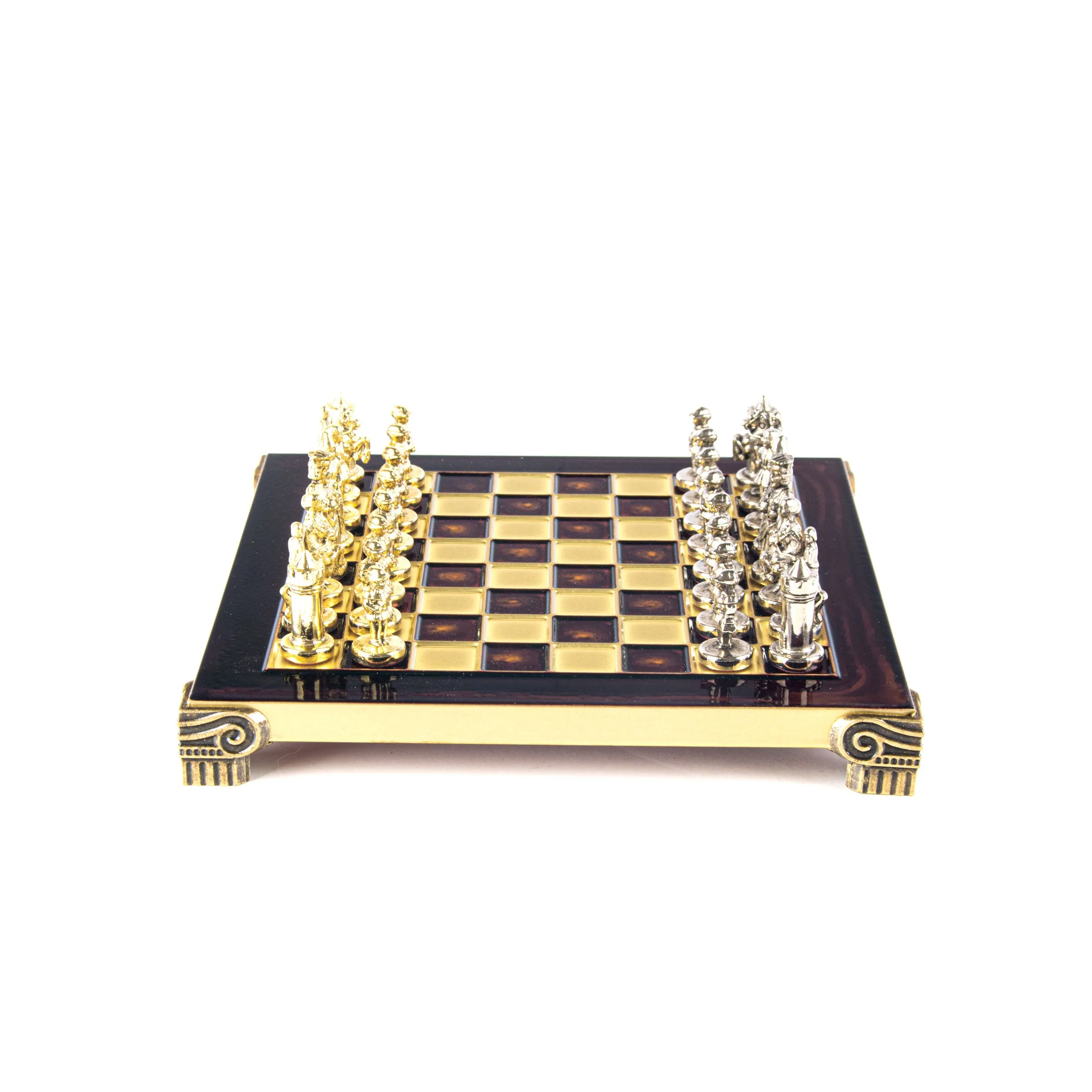 Handcrafted Byzantine Empire Chess Set, Gold & Silver (Extra Small)