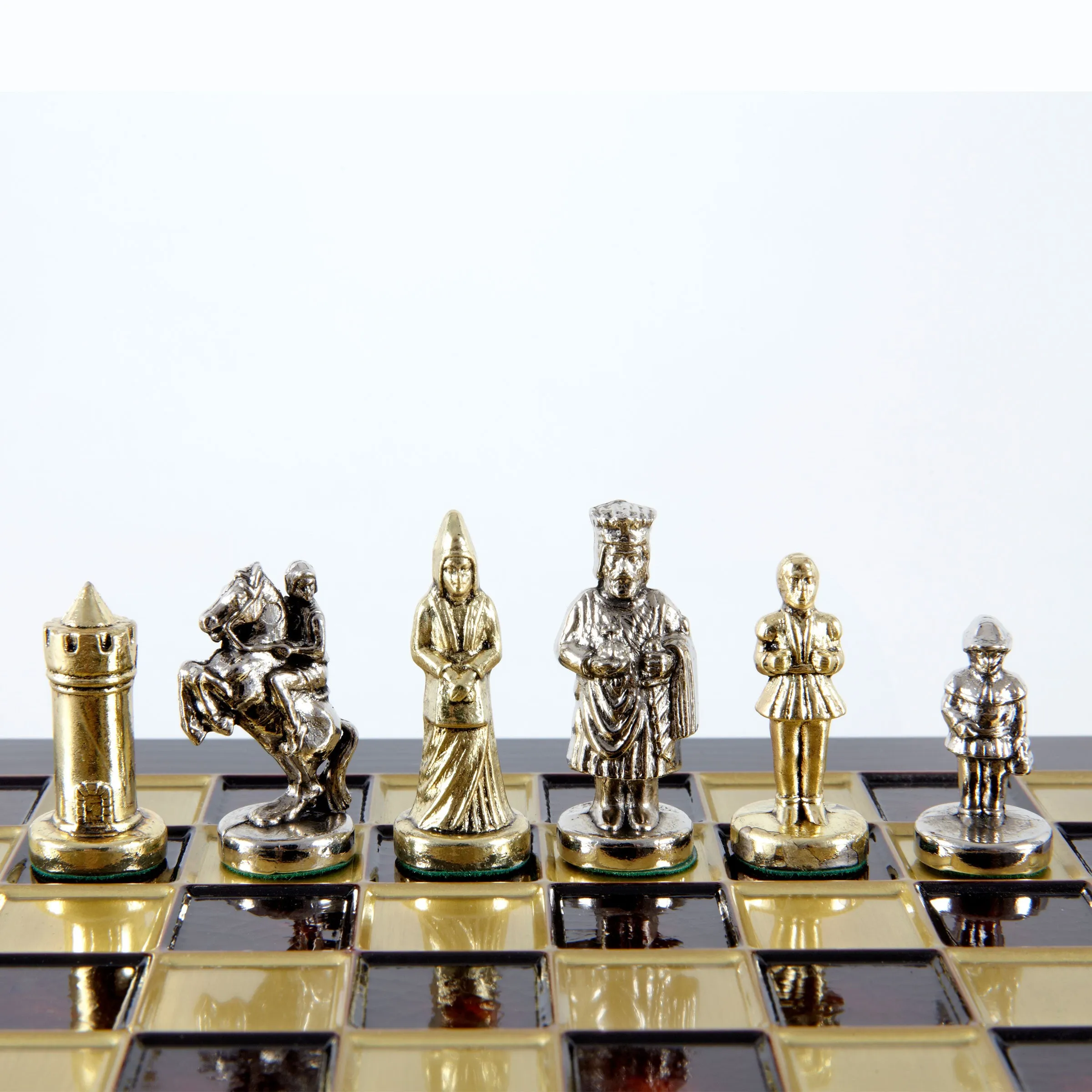 Handcrafted Byzantine Empire Chess Set, Gold & Silver (Extra Small)