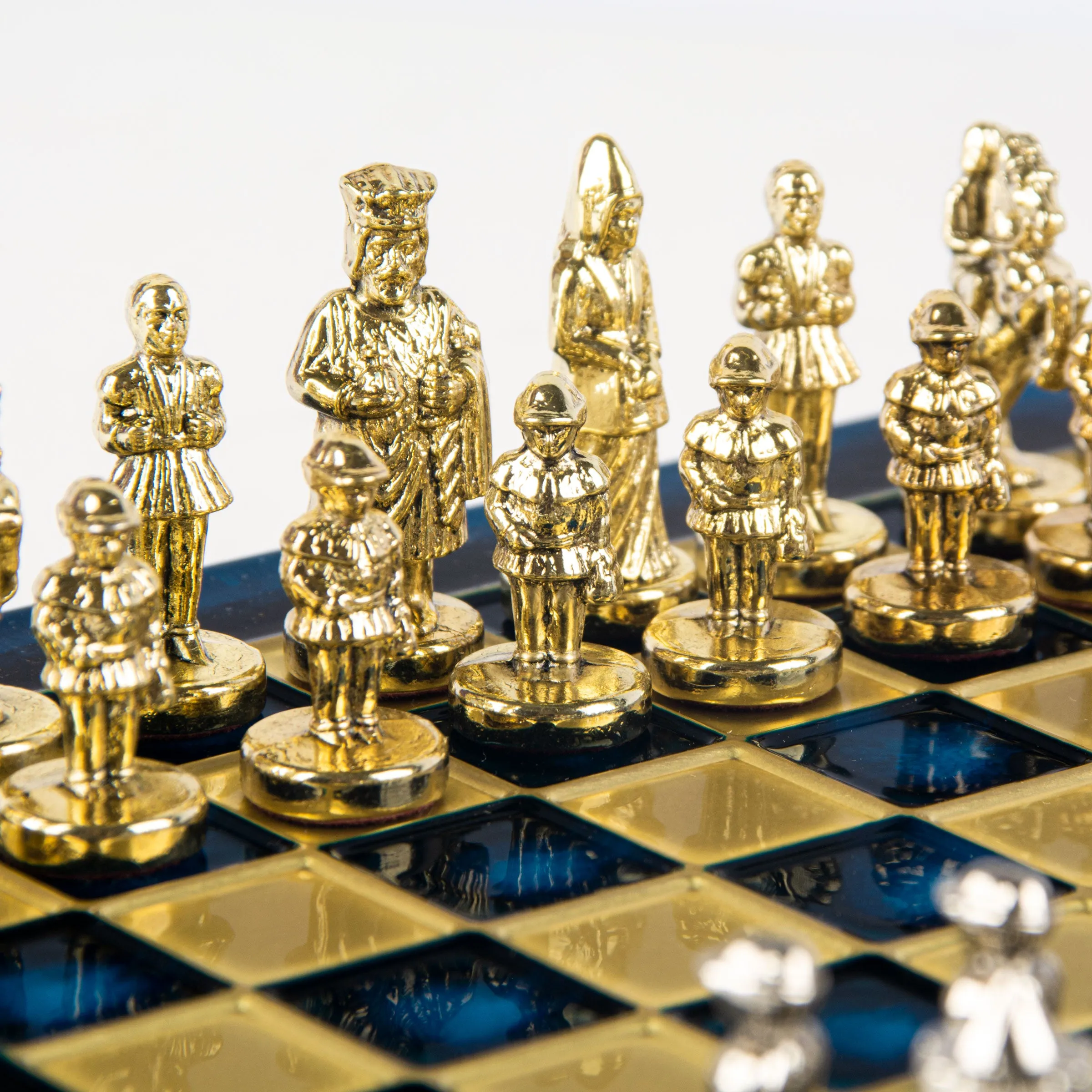Handcrafted Byzantine Empire Chess Set, Gold & Silver (Extra Small)