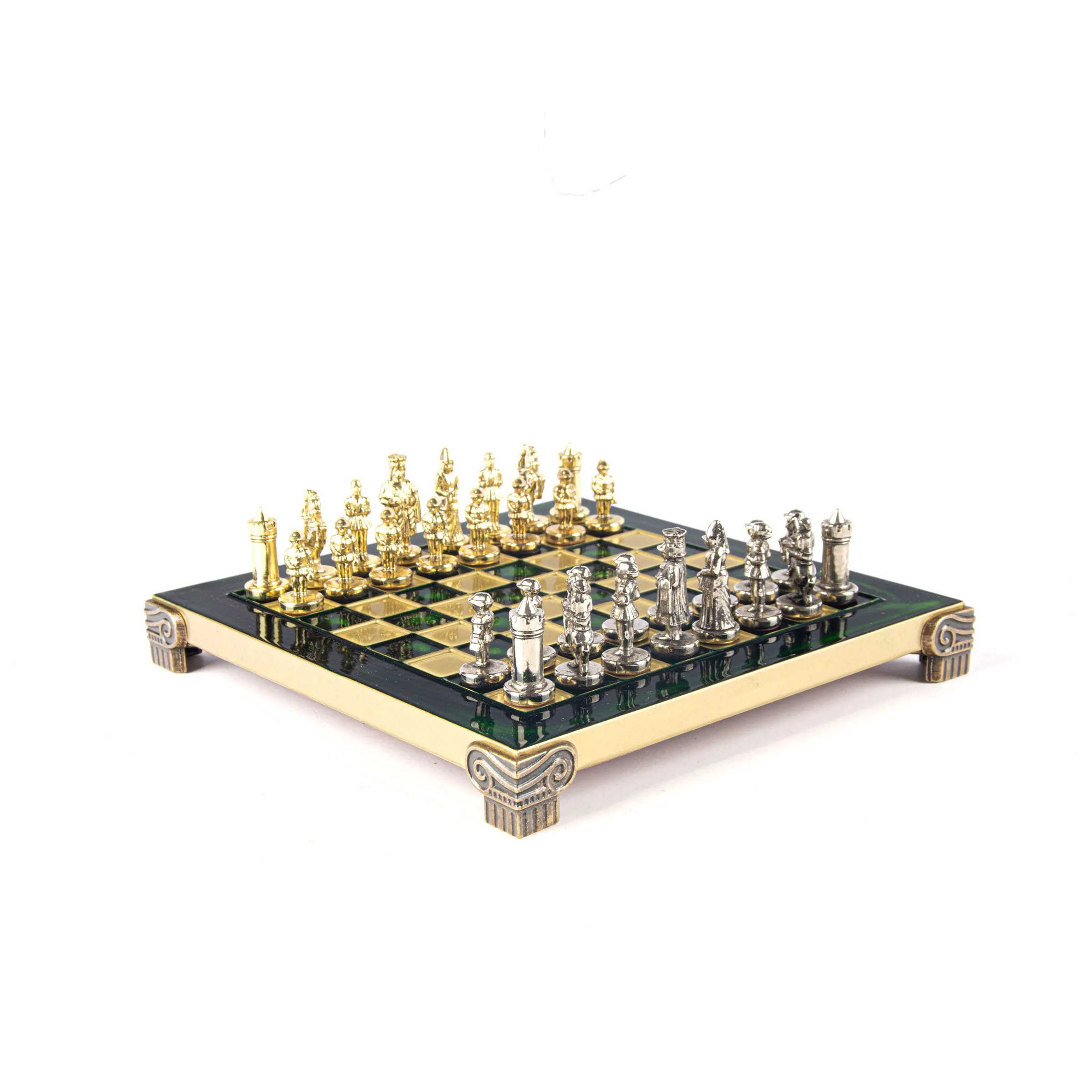 Handcrafted Byzantine Empire Chess Set, Gold & Silver (Extra Small)
