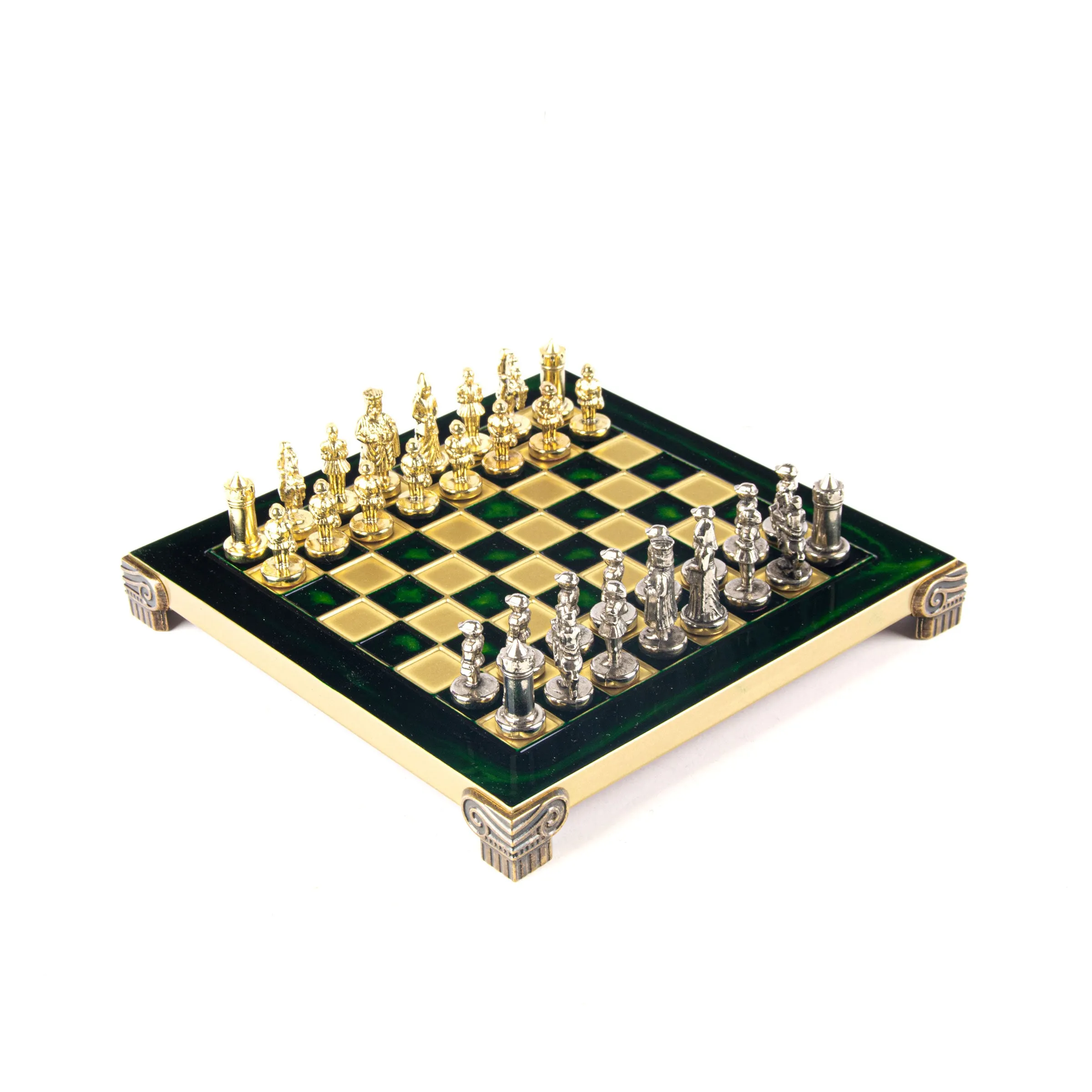 Handcrafted Byzantine Empire Chess Set, Gold & Silver (Extra Small)