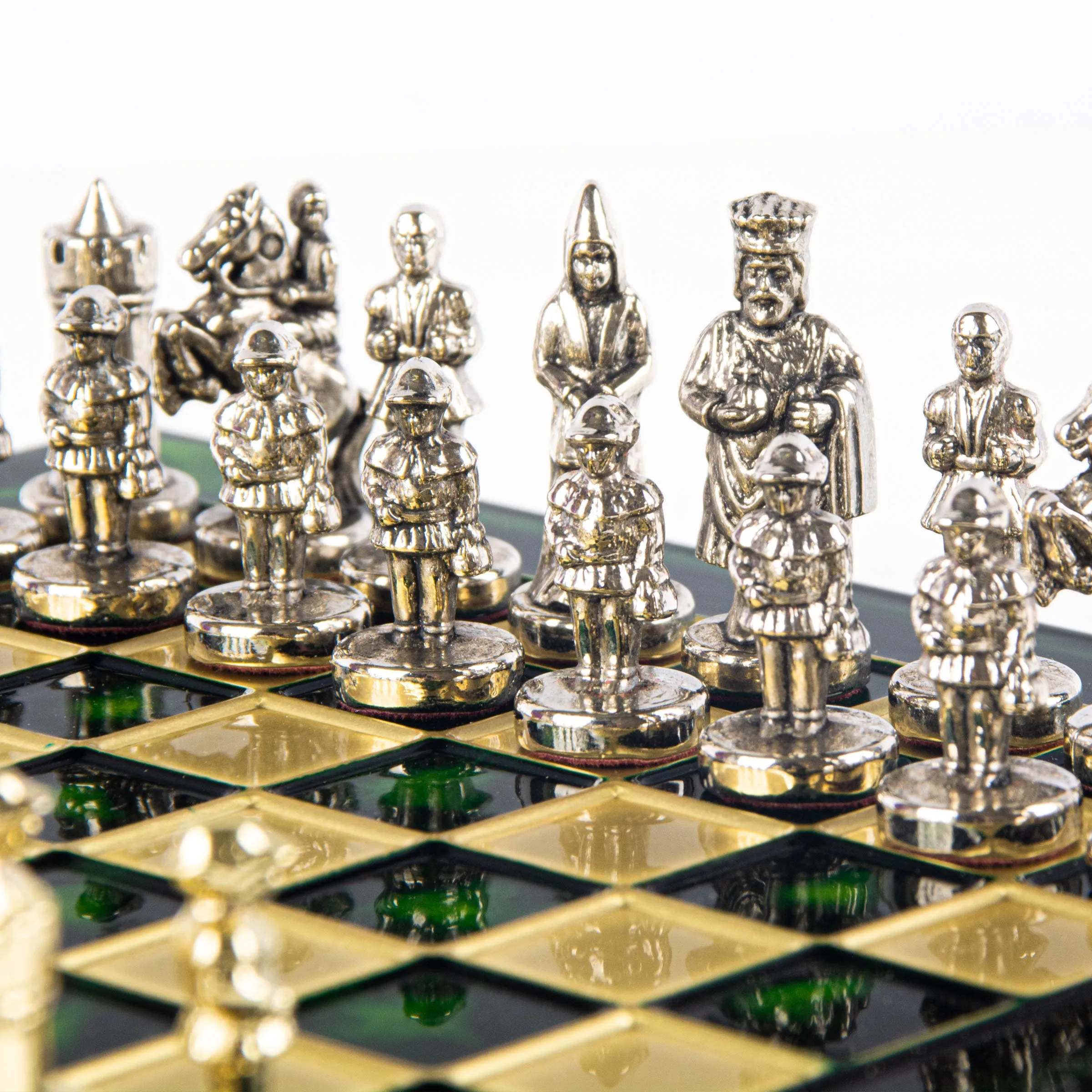 Handcrafted Byzantine Empire Chess Set, Gold & Silver (Extra Small)