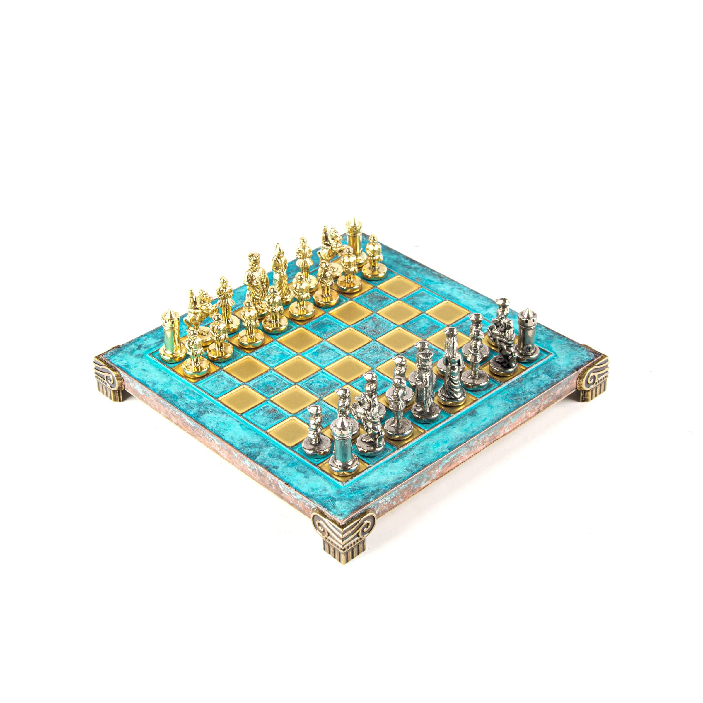 Handcrafted Byzantine Empire Chess Set, Gold & Silver (Extra Small)