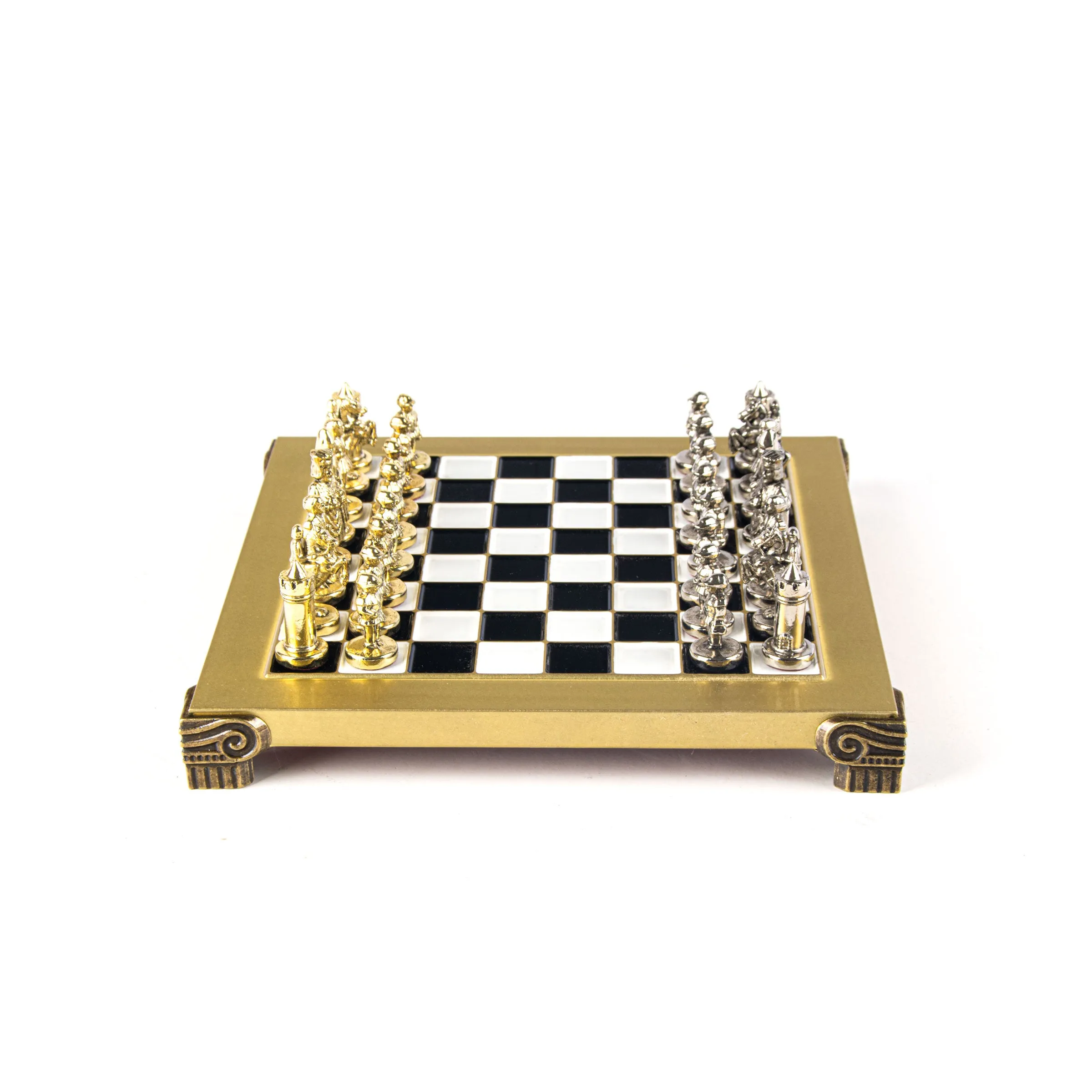 Handcrafted Byzantine Empire Chess Set, Gold & Silver (Extra Small)